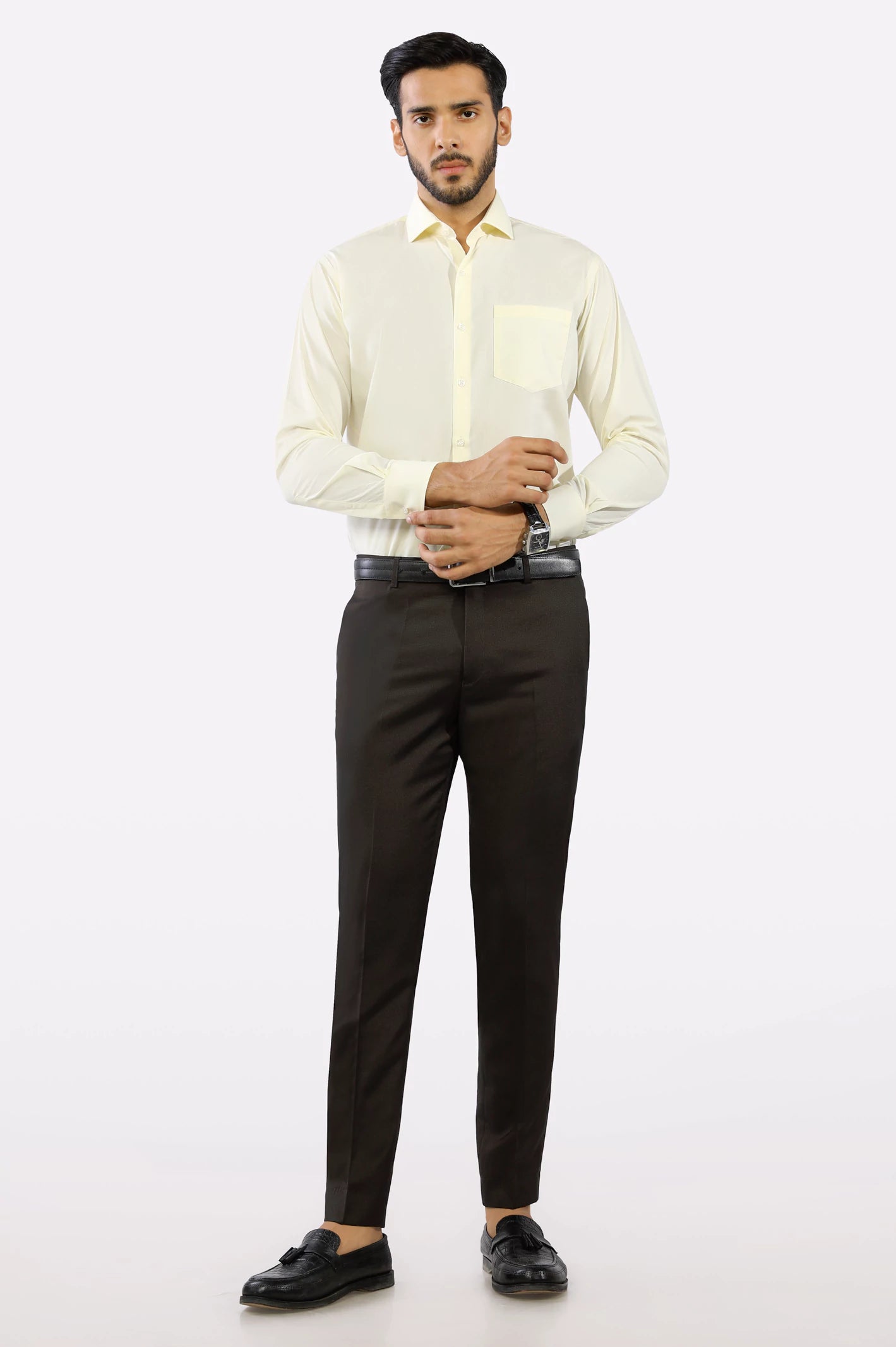 Cream Plain Formal Man Shirt