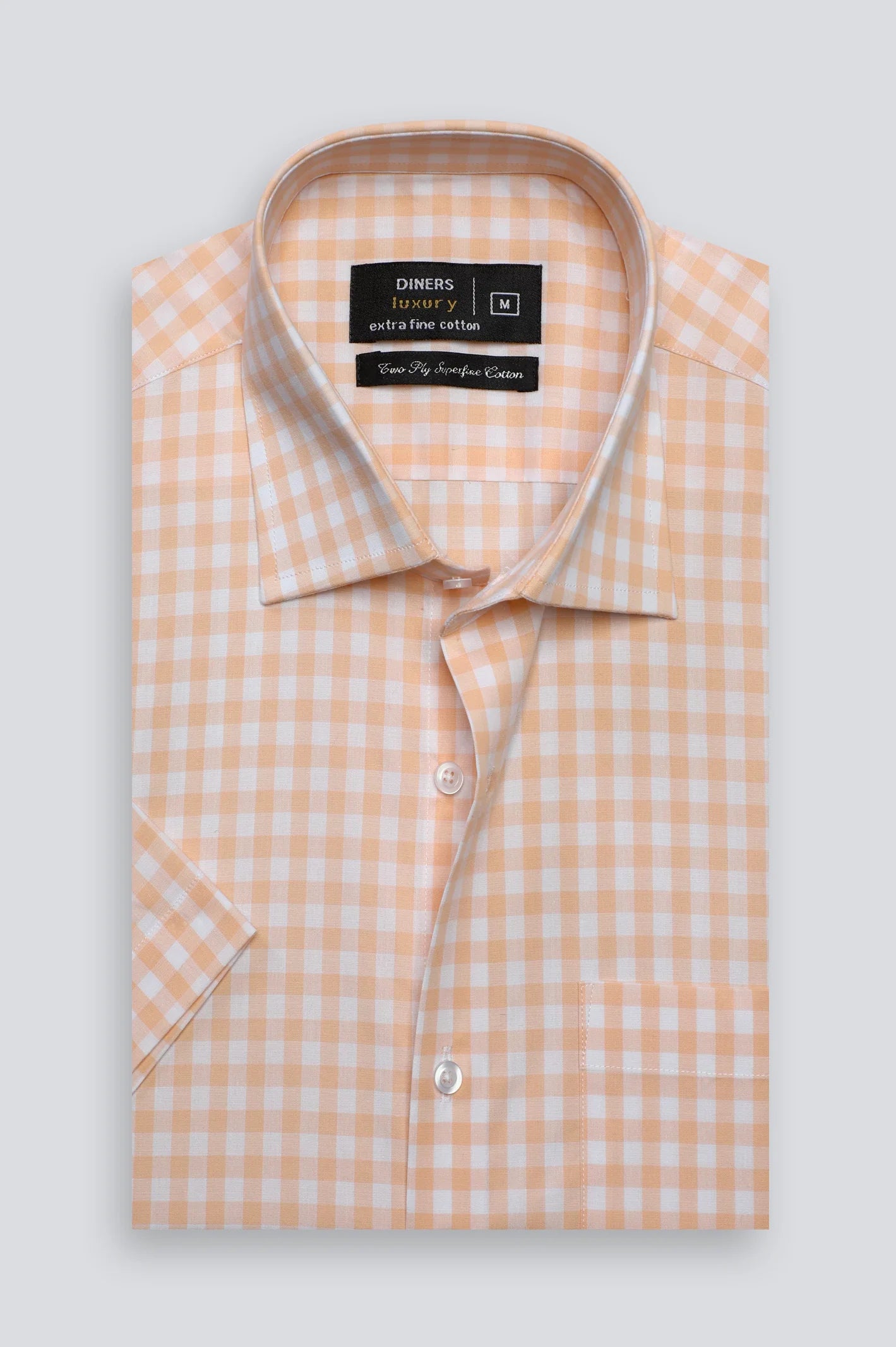Peach Mini-Check Formal Shirt (Half Sleeves)