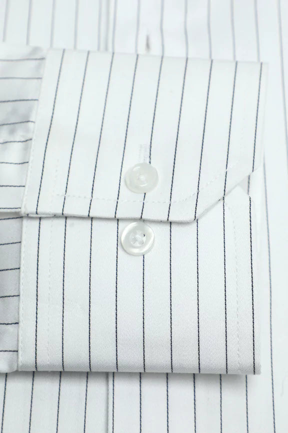 White Hairline Stripe Formal Shirt