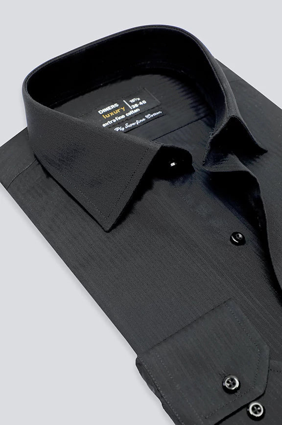 Black Stripe Textured Formal Shirt