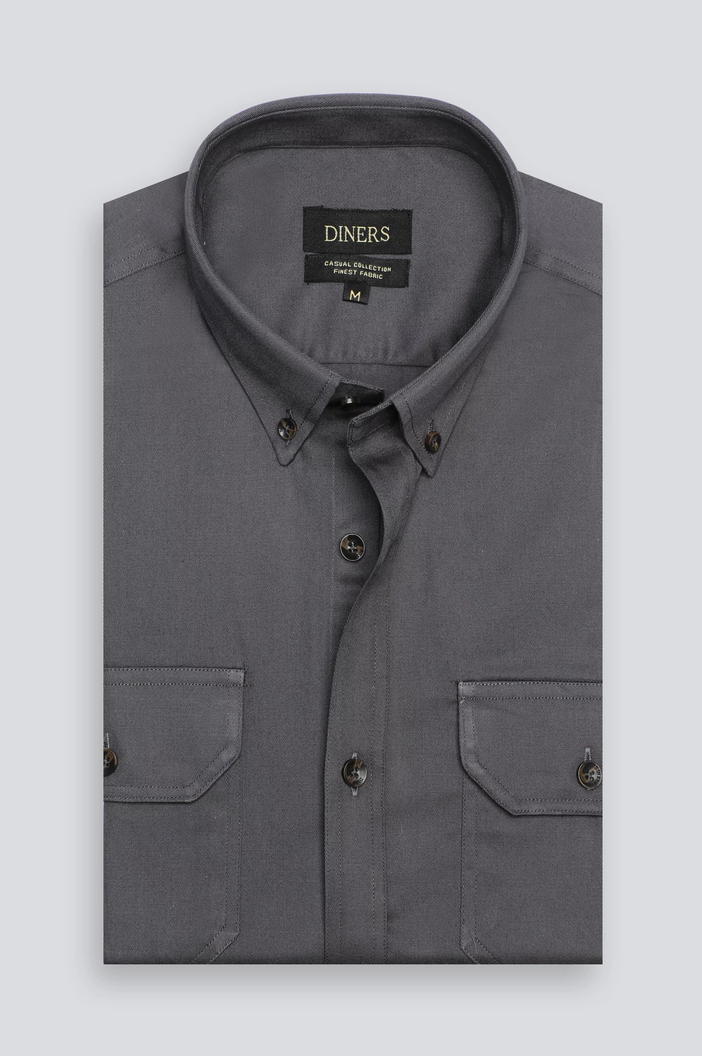 Dark Grey Plain Casual Shirt