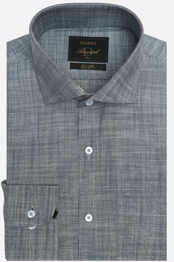 Dark Blue Formal Autograph Linen Shirt