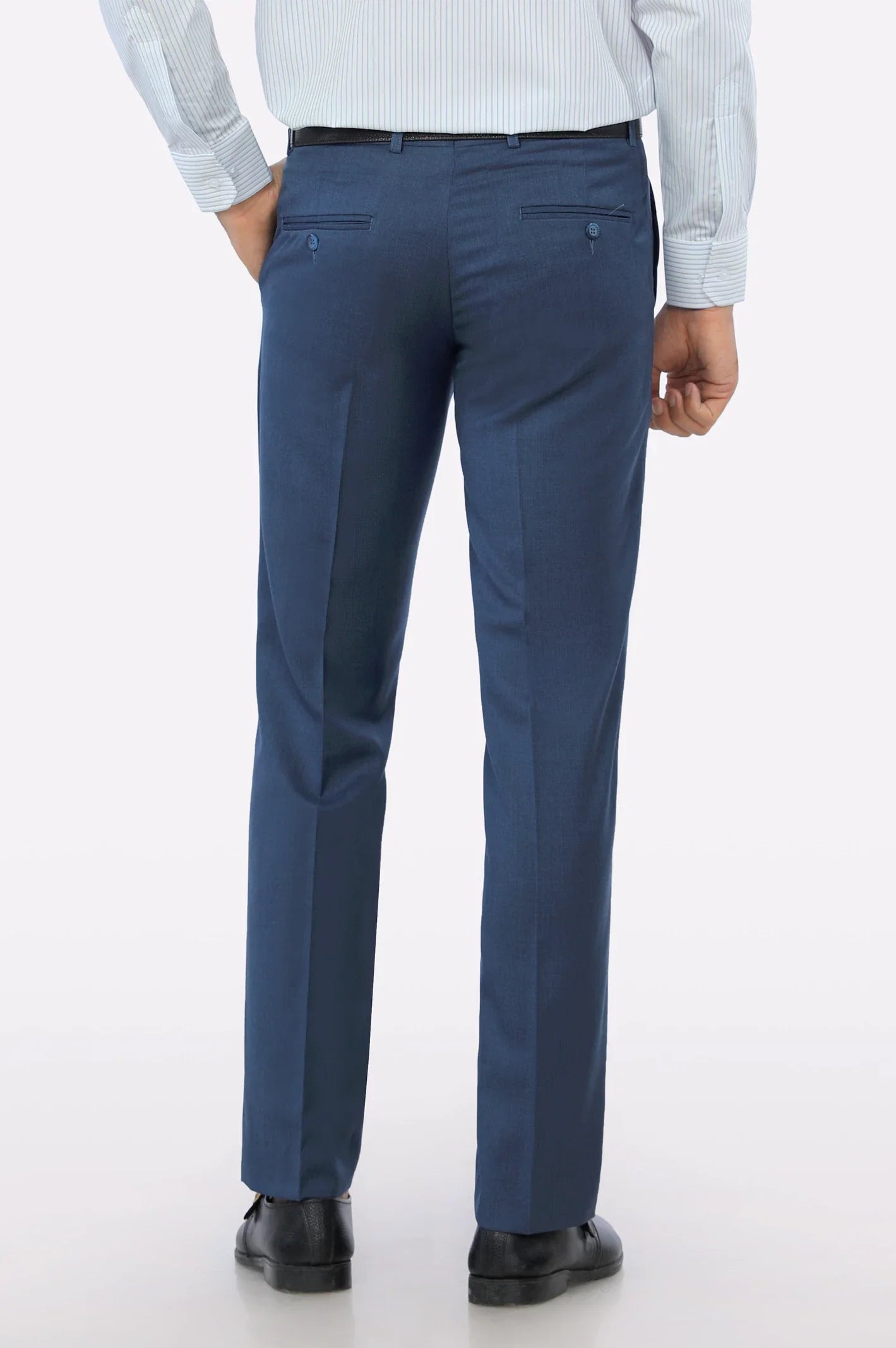 Blue Wash & Wear Smart Fit Trouser