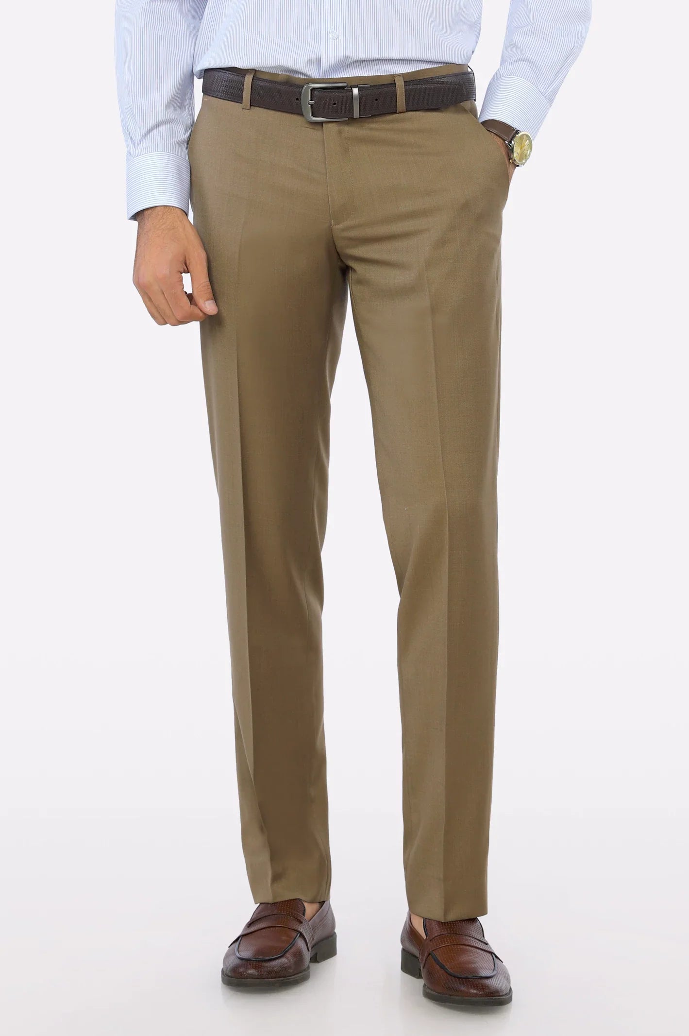 Camel Wash & Wear Smart Fit Trouser