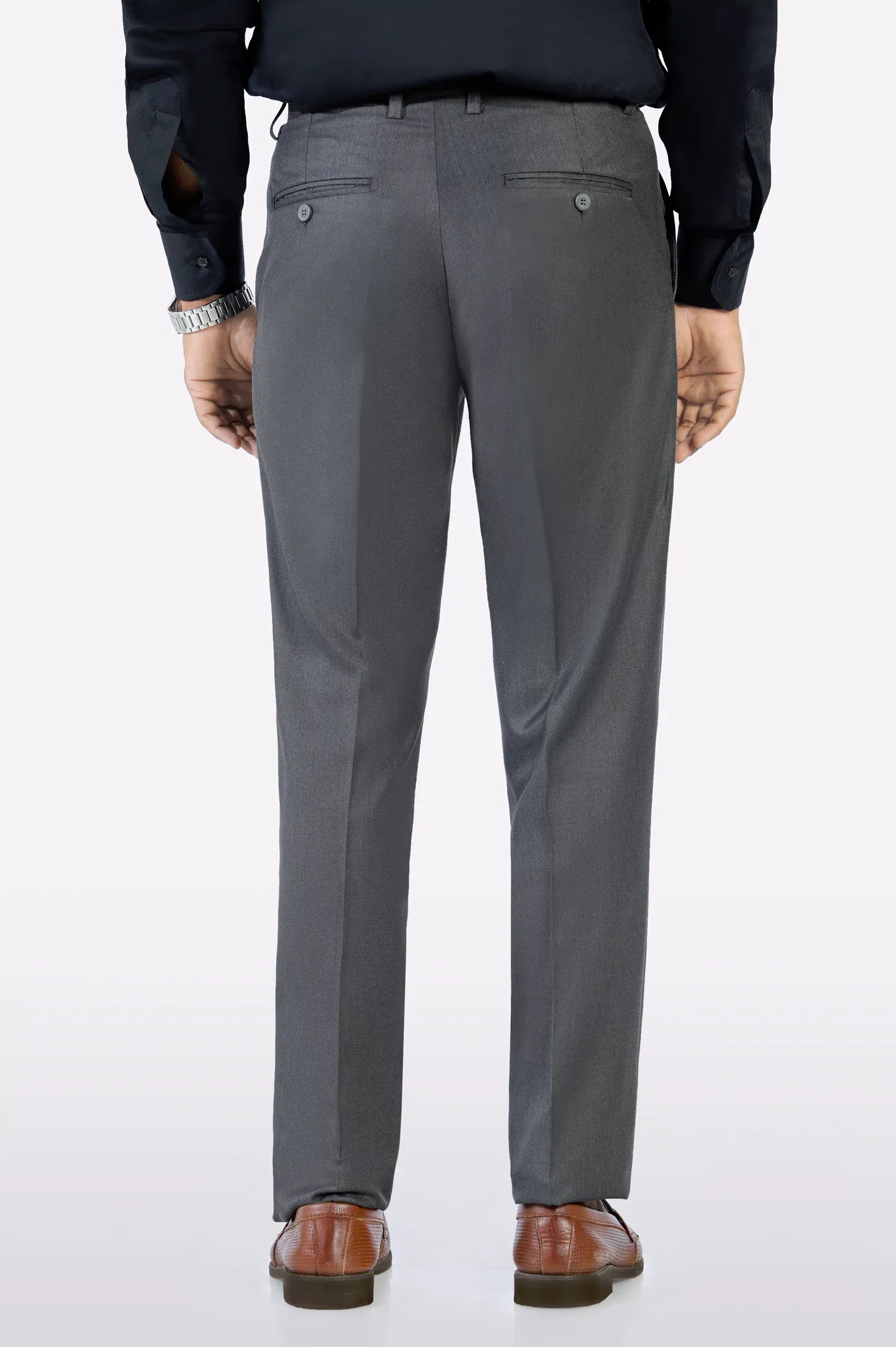 Dark Grey Regular Fit Formal Trouser