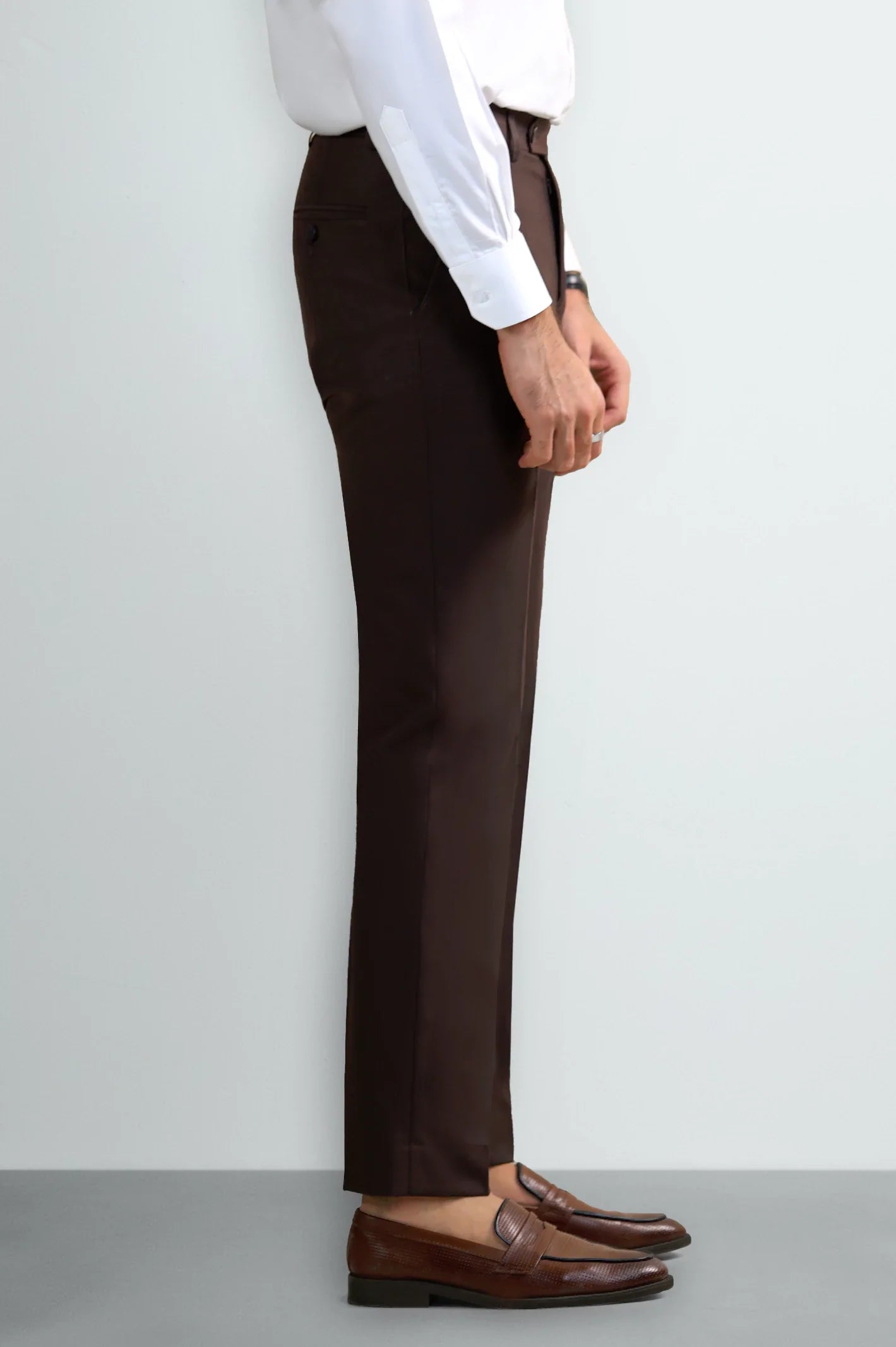 Dark Brown Regular Fit Formal Trouser