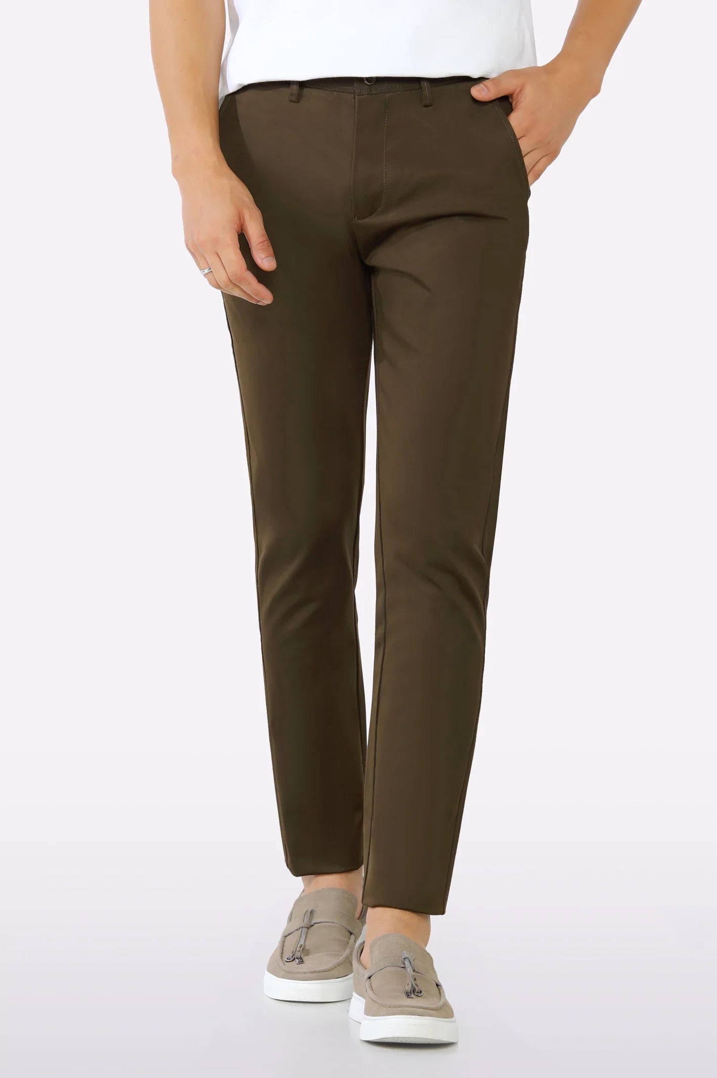 Dark Brown Smart Fit Cotton Chino