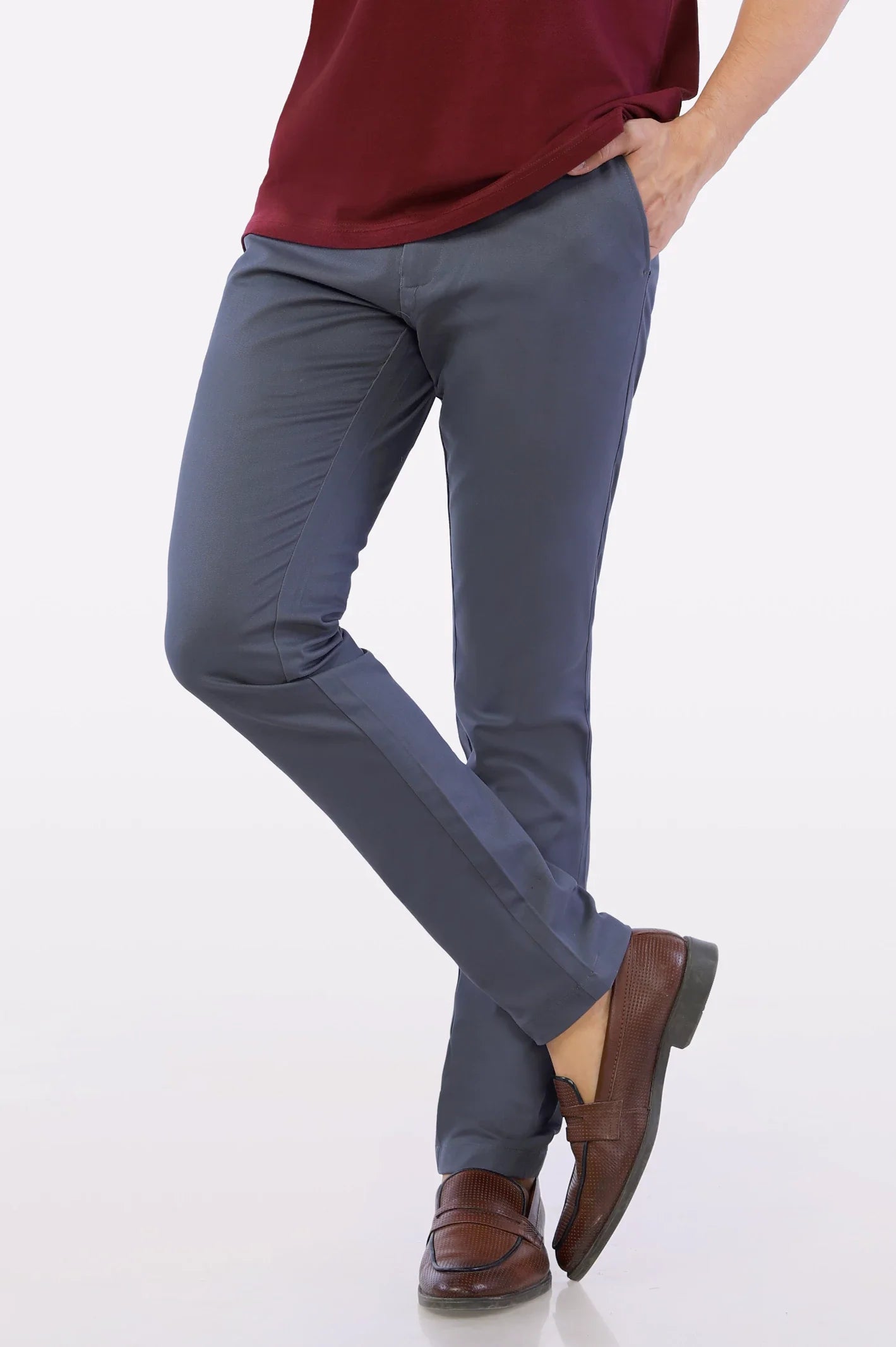 Grey Smart Fit Cotton Chino