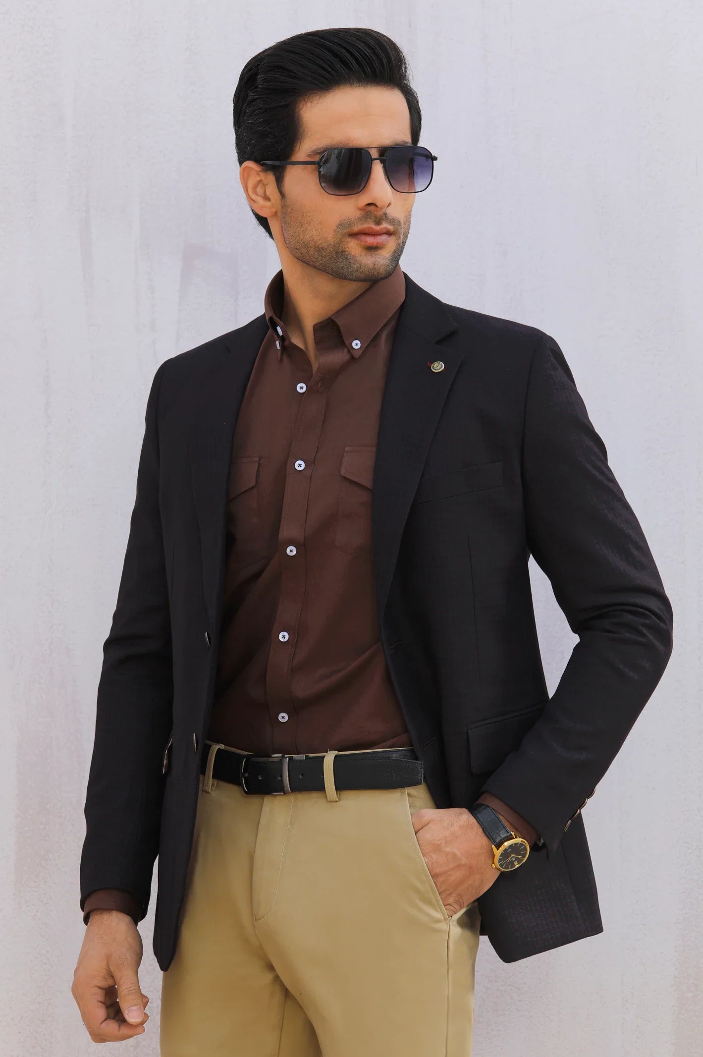 Maroon Textured Blazer for Men