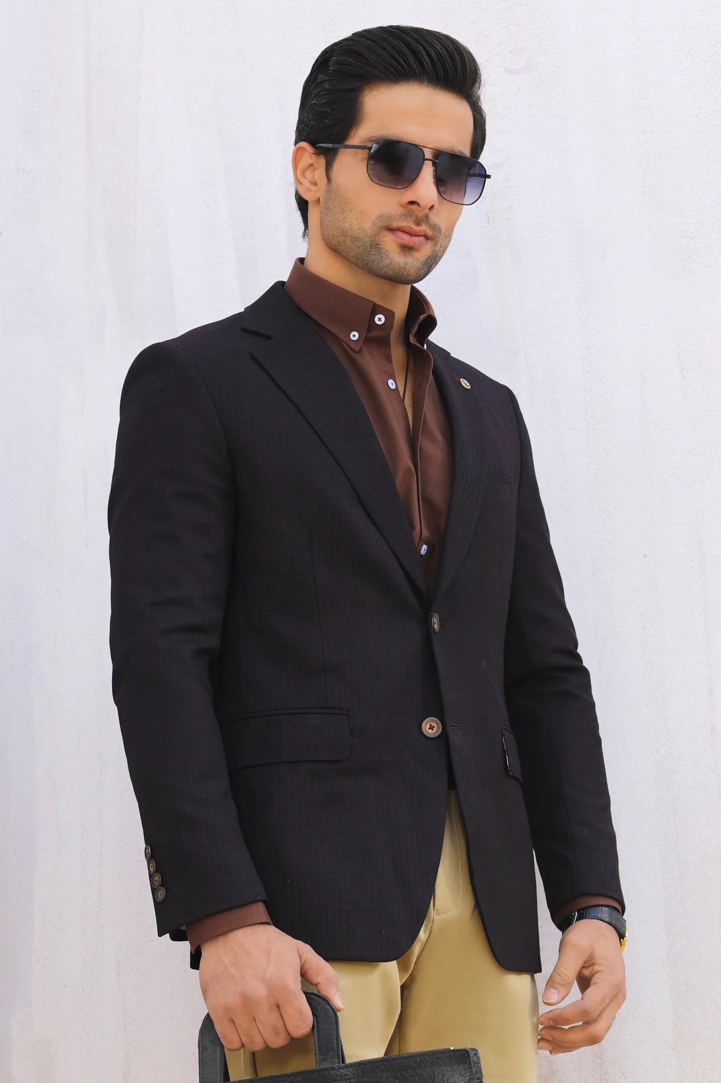 Maroon Textured Blazer for Men