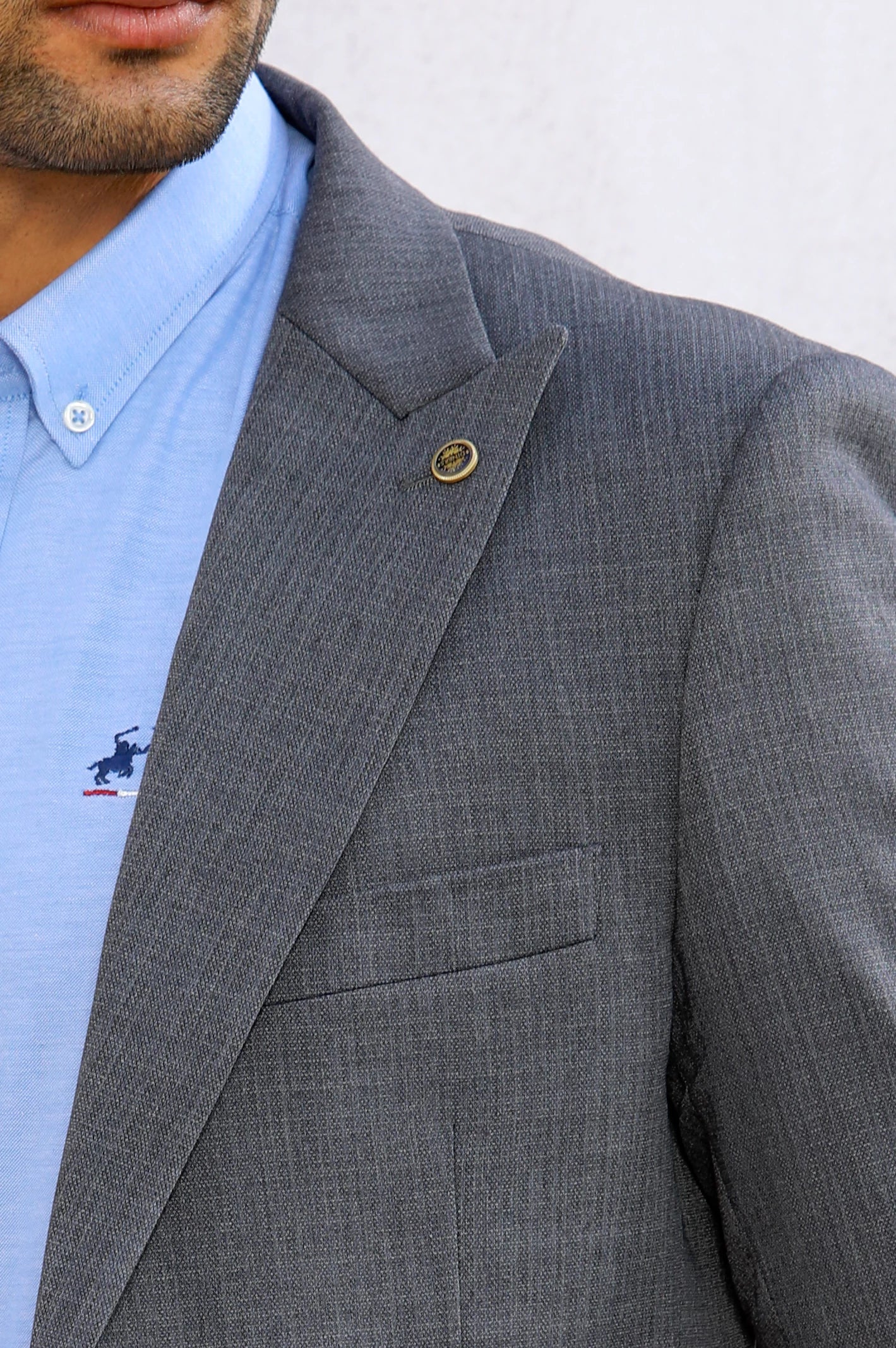 Grey Self Textured Blazer for Men