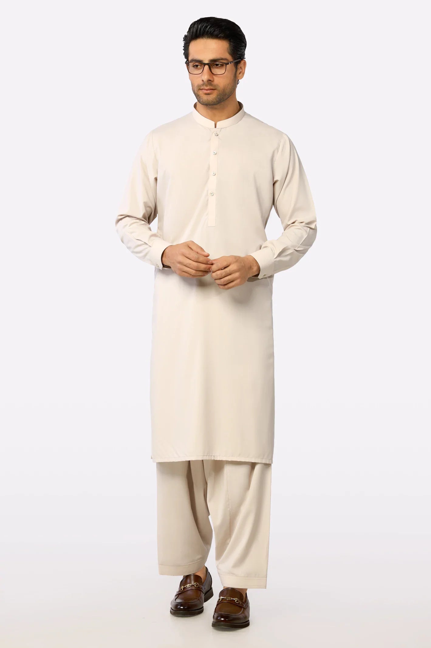 Light Fawn Wash & Wear Shalwar Kameez