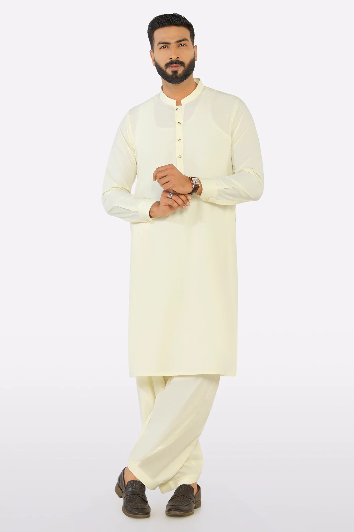 Cream Wash & Wear Shalwar Kameez