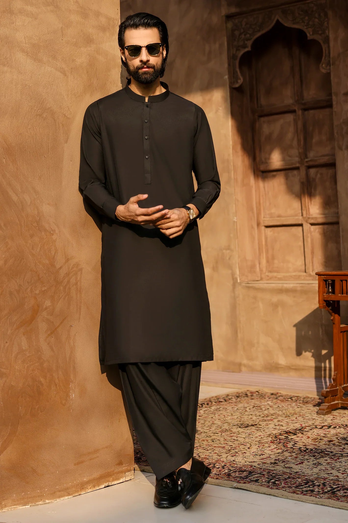 Black Wash & Wear Shalwar Kameez