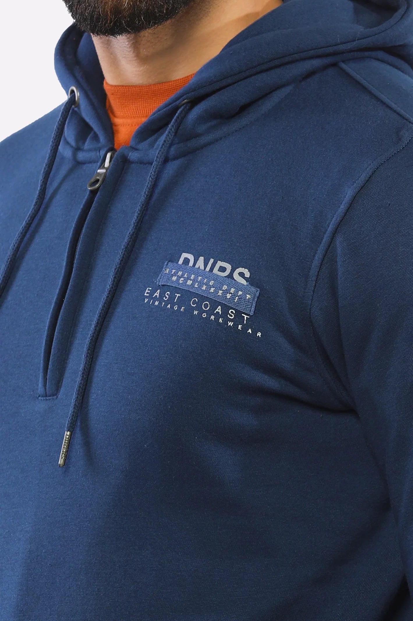 Men Navy Blue Basic Hoodie