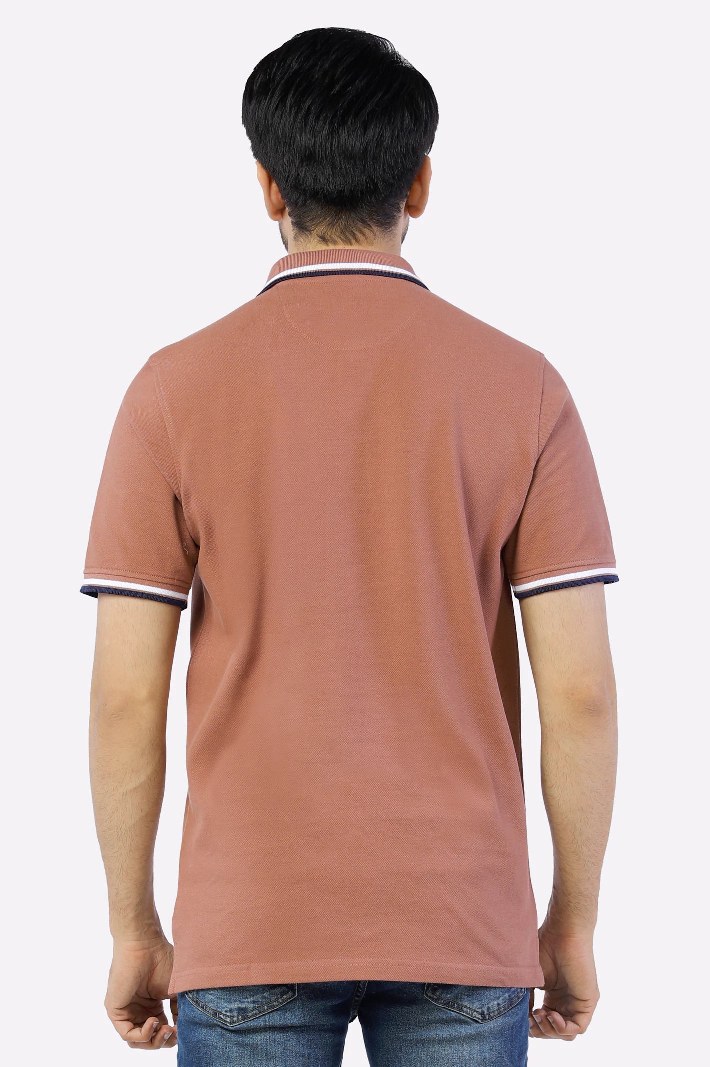 Brown Jacquard Collar Polo From Diners
