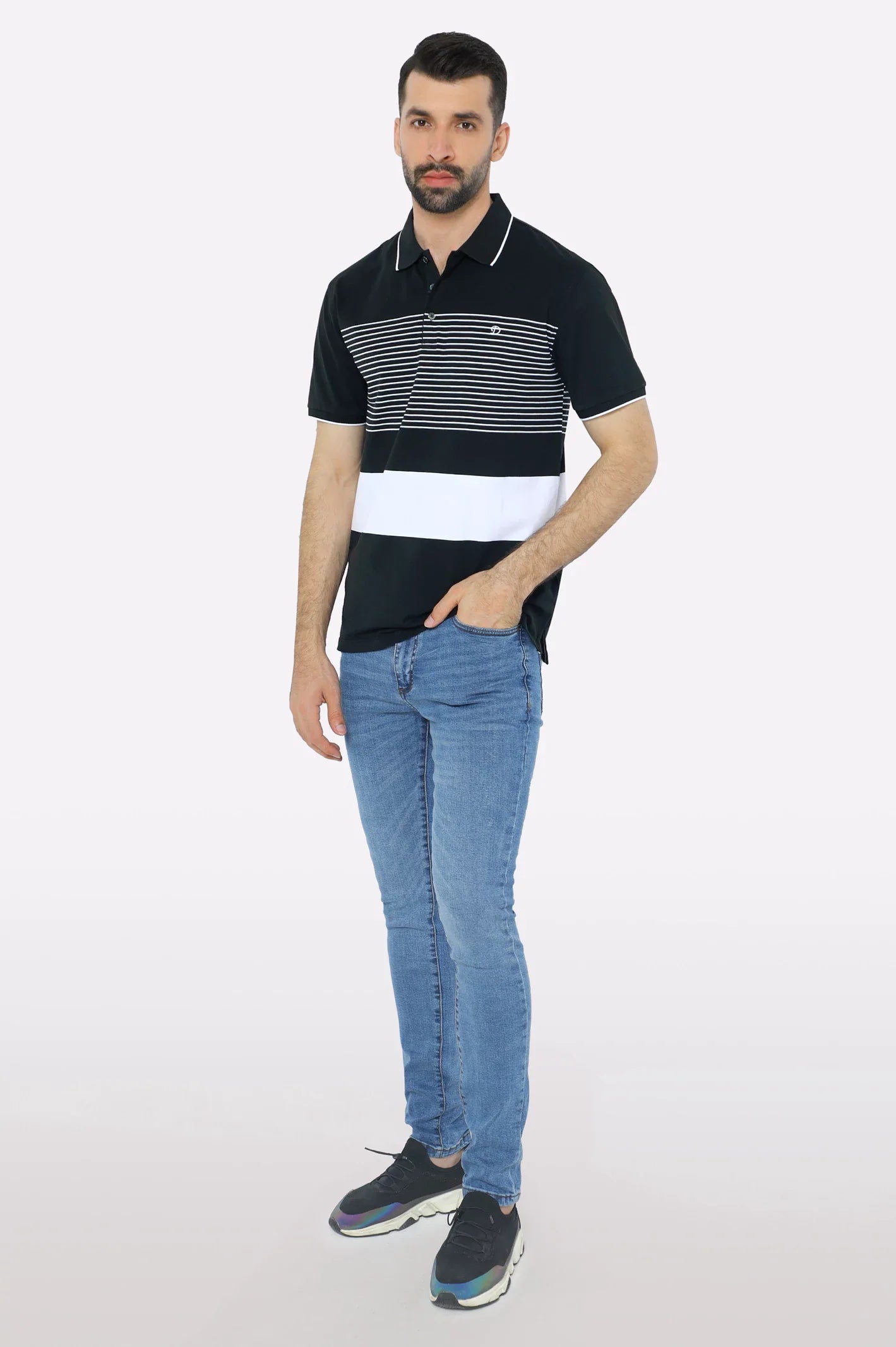 Black Yarn Dyed Polo