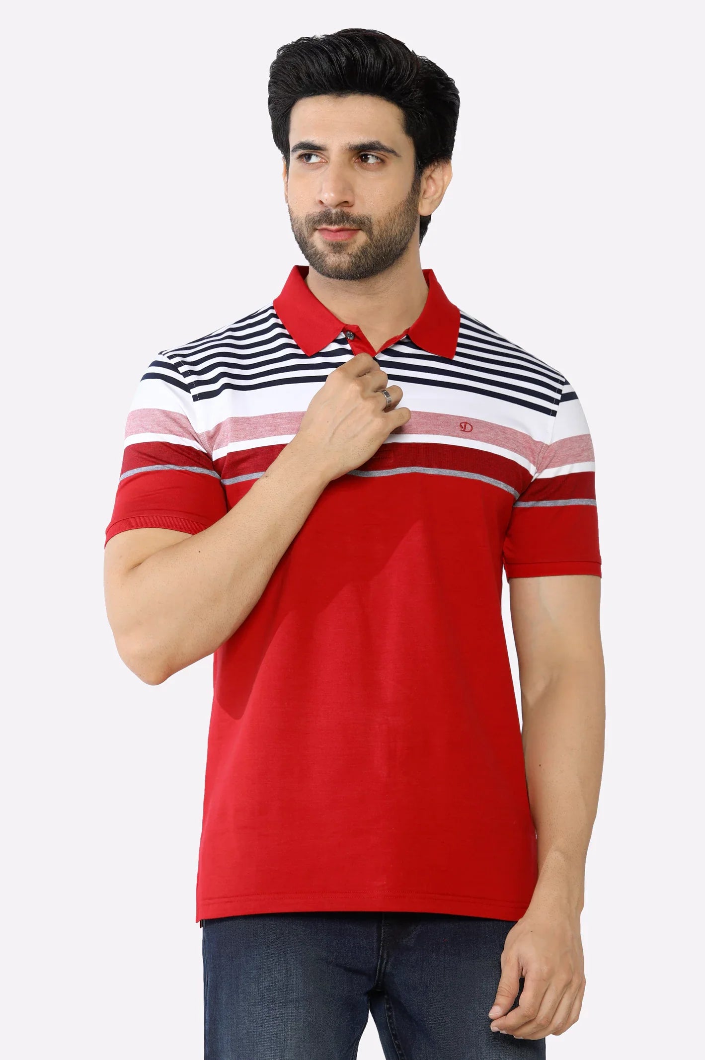 Red Yarn Dyed Polo