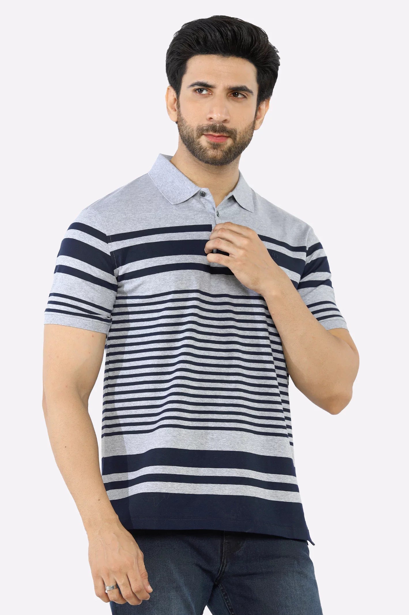 Grey Yarn Dyed Polo
