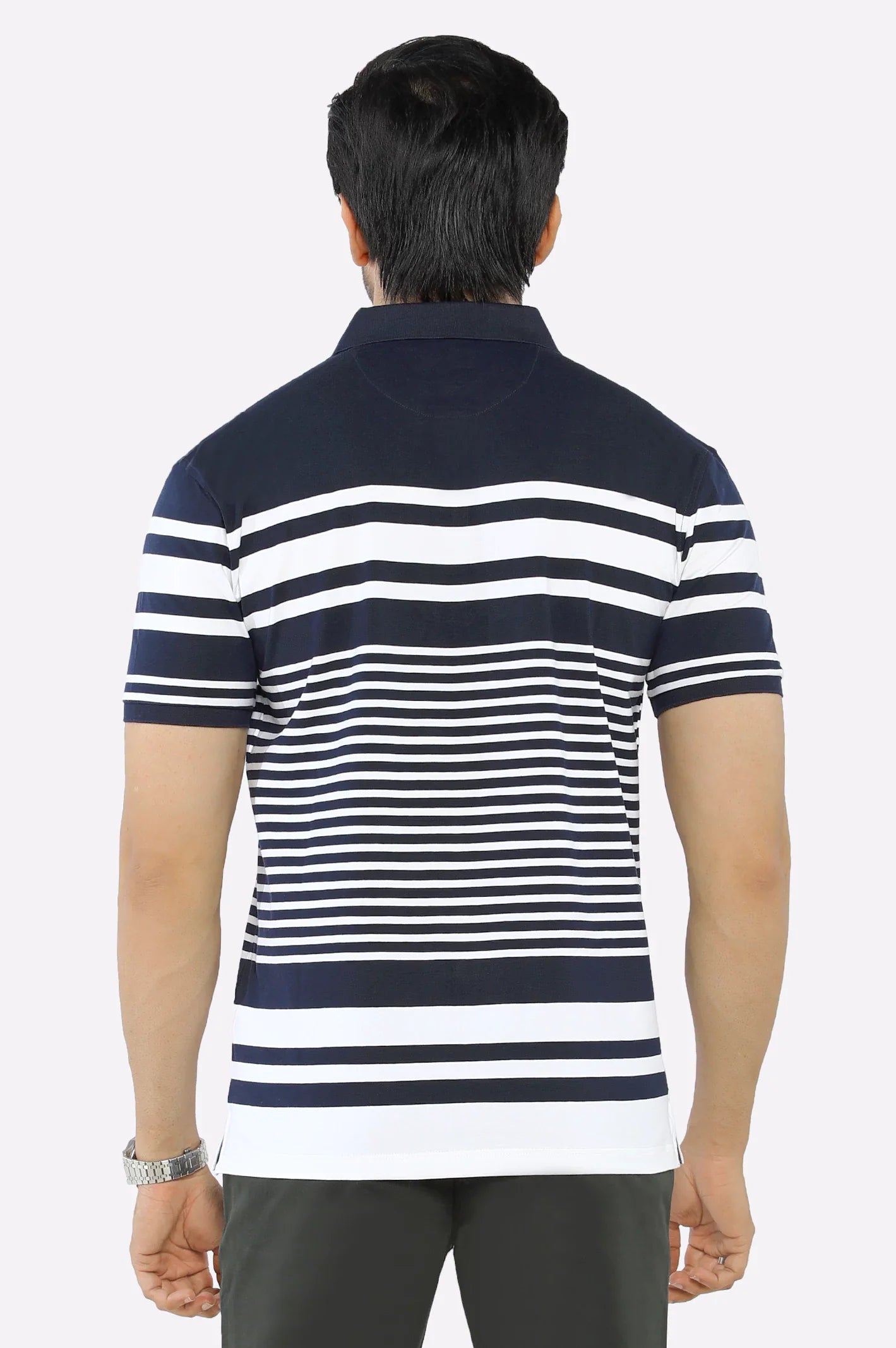 Navy Blue Yarn Dyed Polo