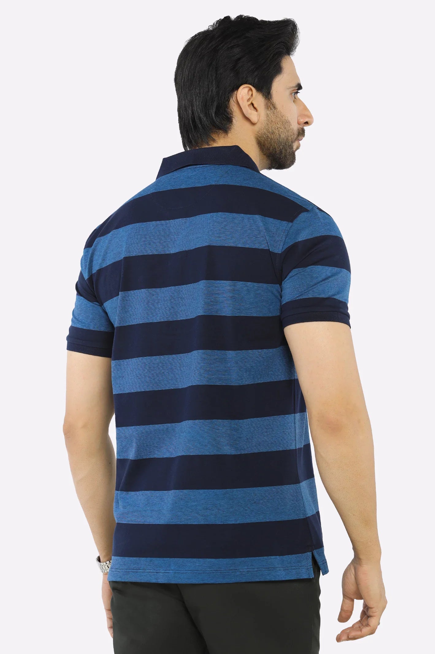 Dark Blue Yarn Dyed Polo