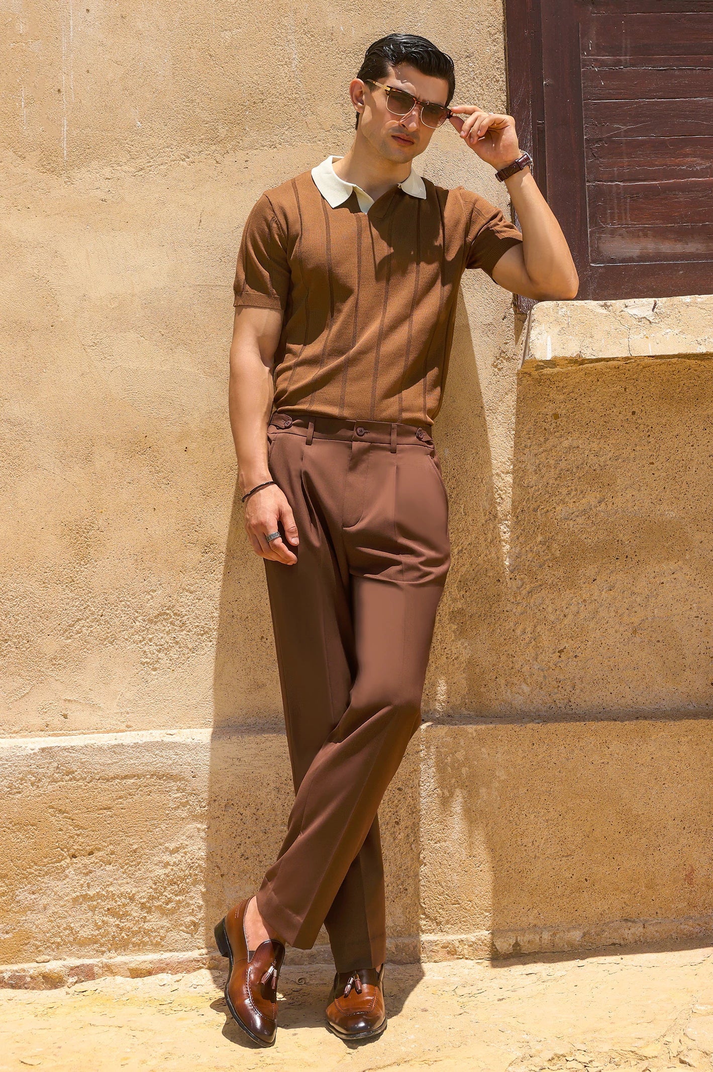 Coffee Flat Knit Polo