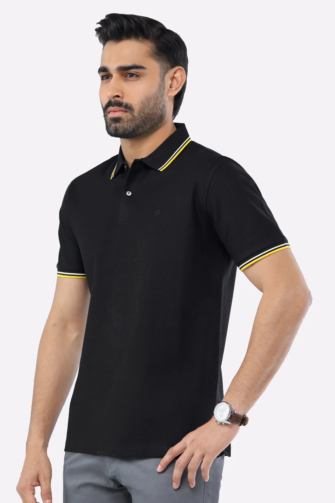 Black Mercerised Polo