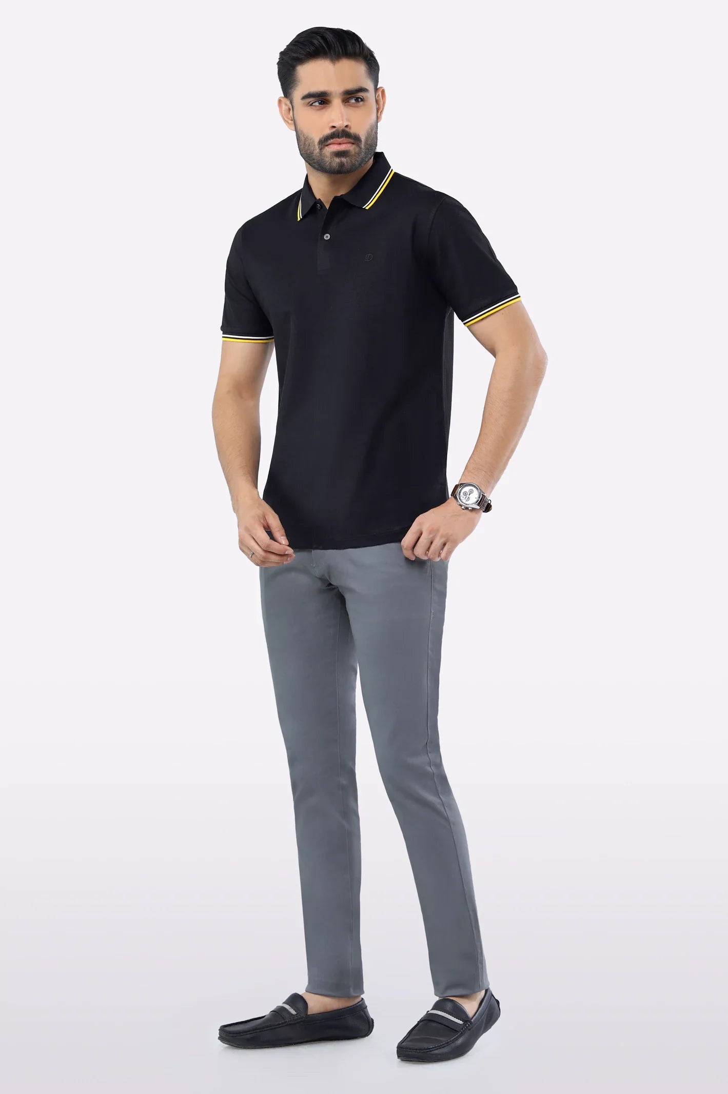 Black Mercerised Polo