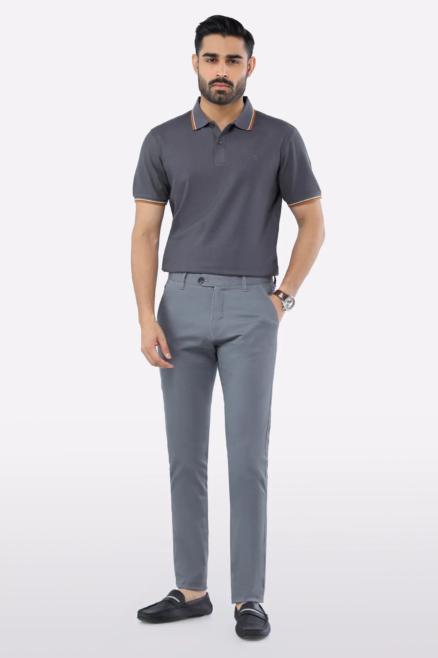 Charcoal Mercerised Polo