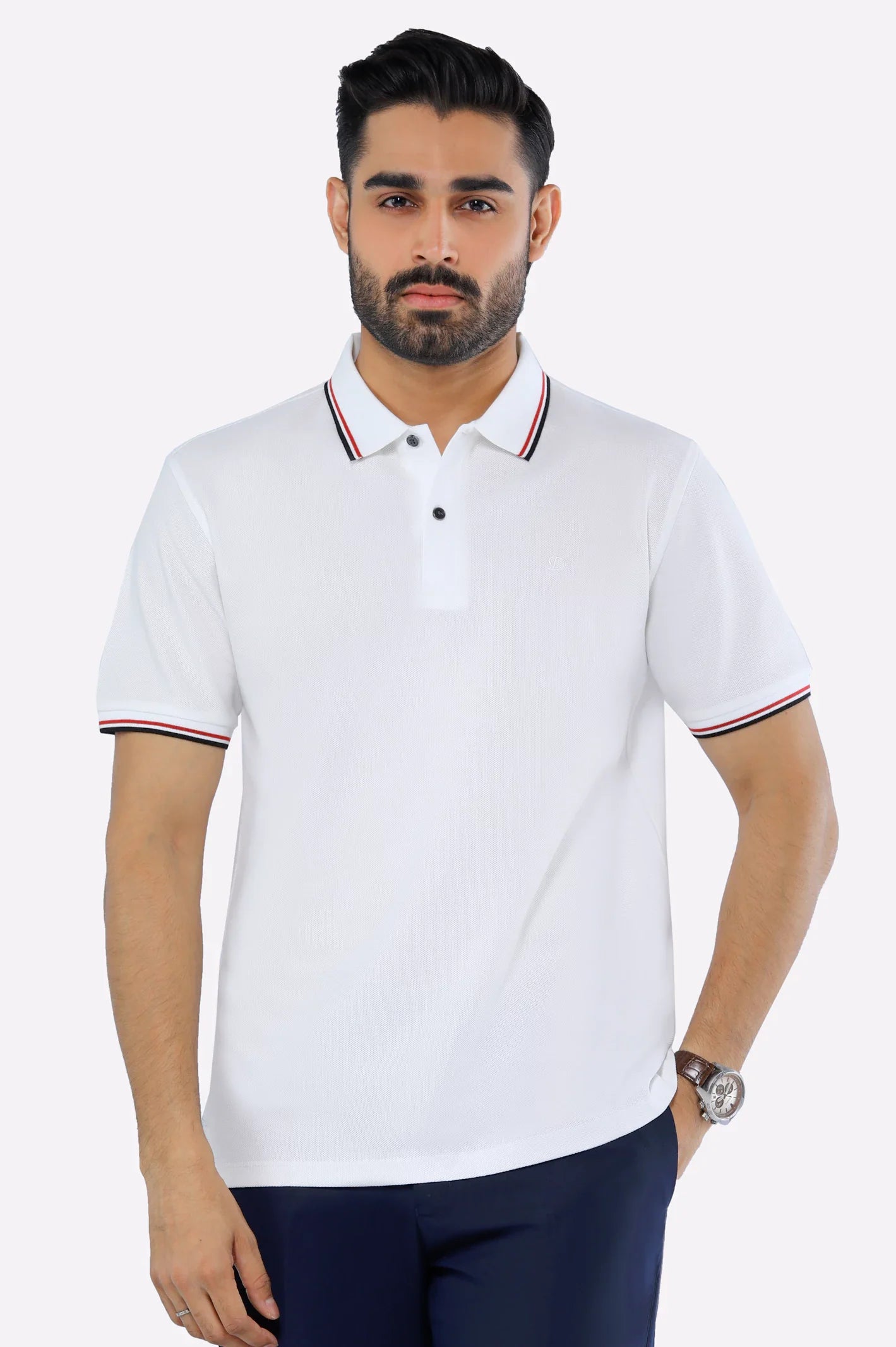 White Mercerised Polo