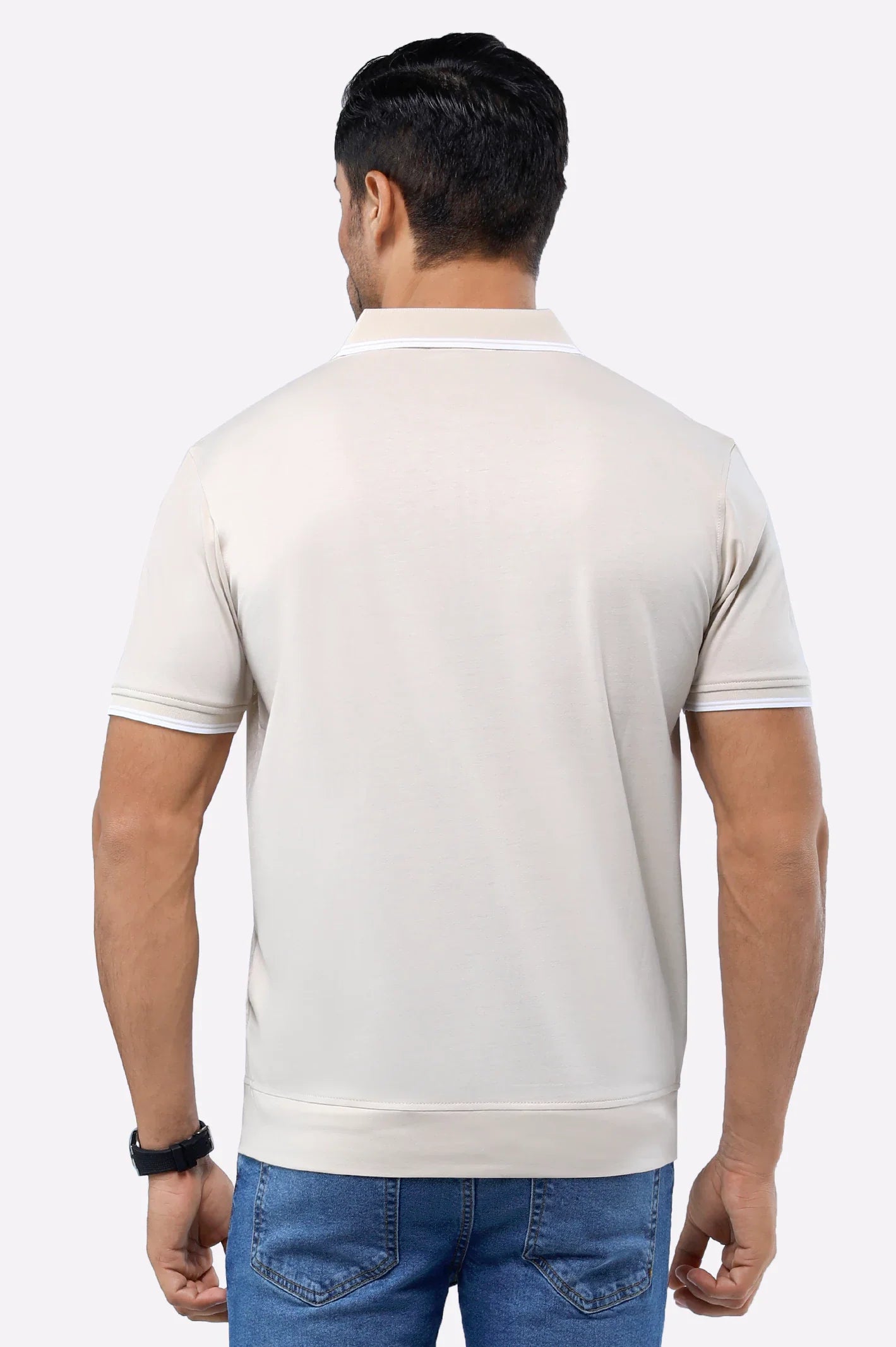 Beige Jacquard Fashion Polo