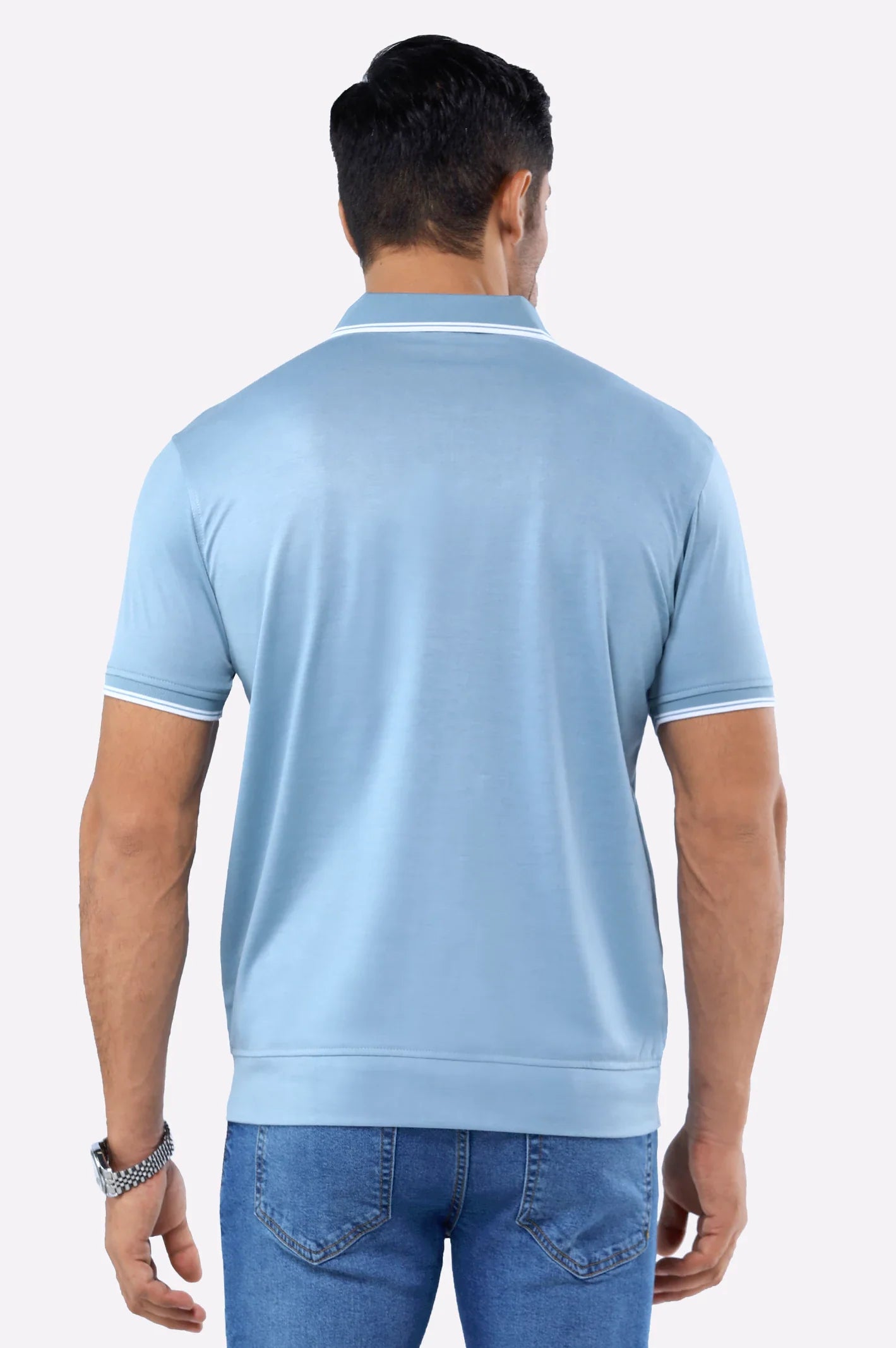 Blue Jacquard Fashion Polo