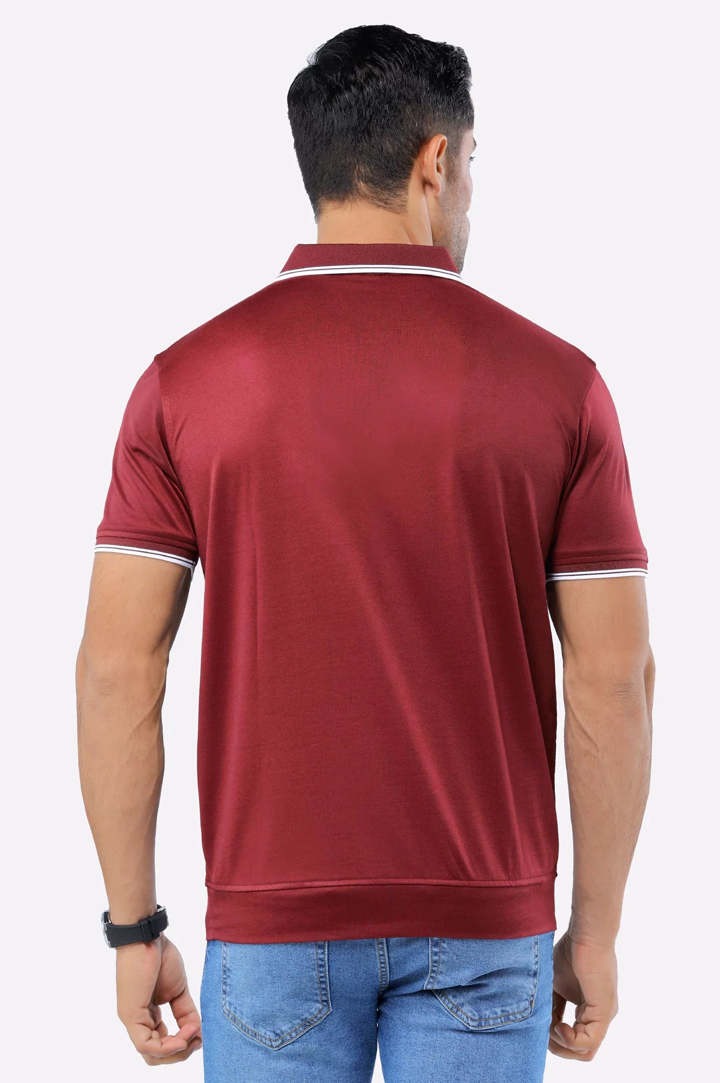 Maroon Jacquard Fashion Polo