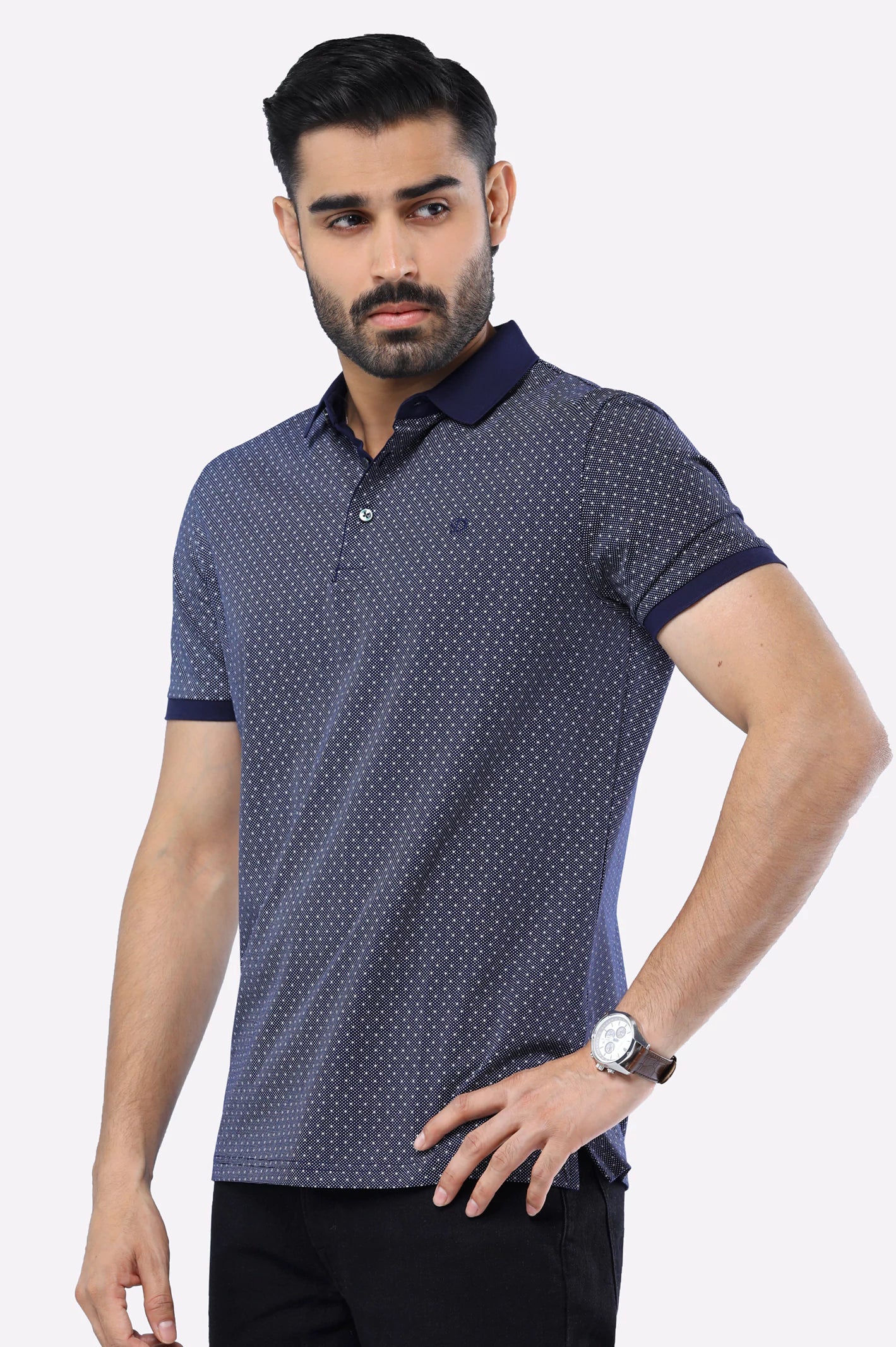 Blue Printed Polo