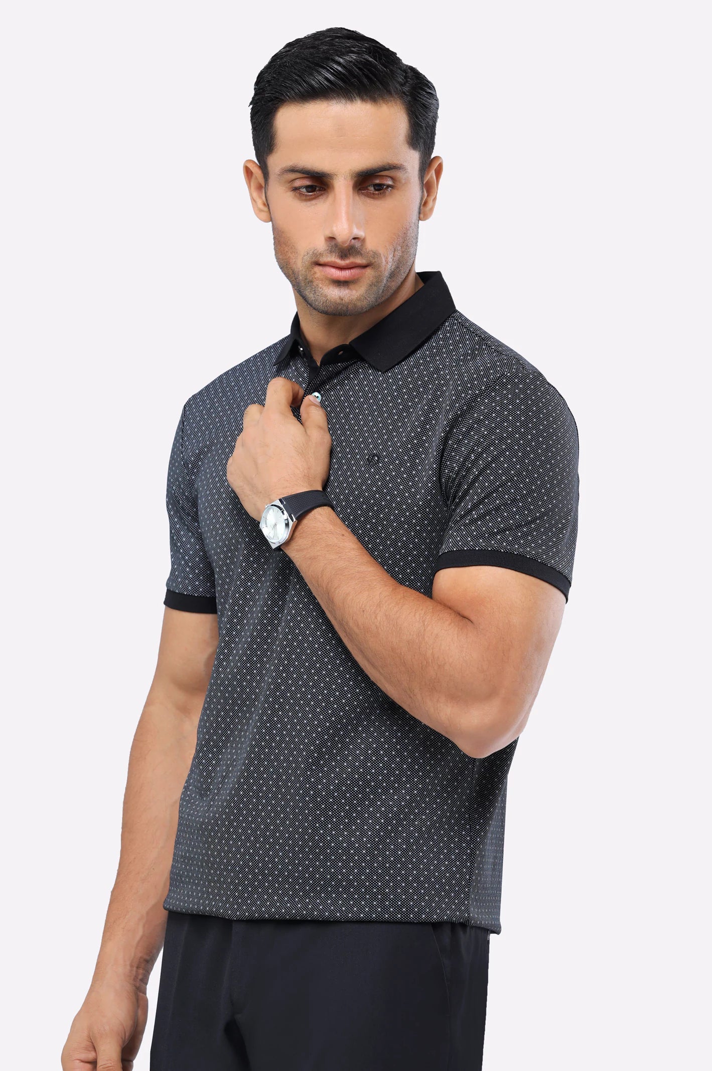 Grey Printed Polo