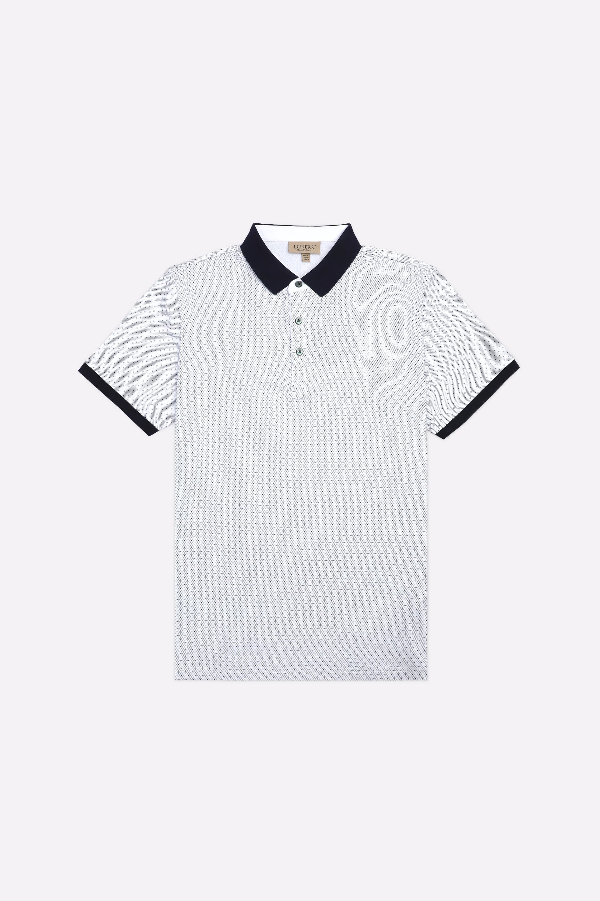 White Printed Polo