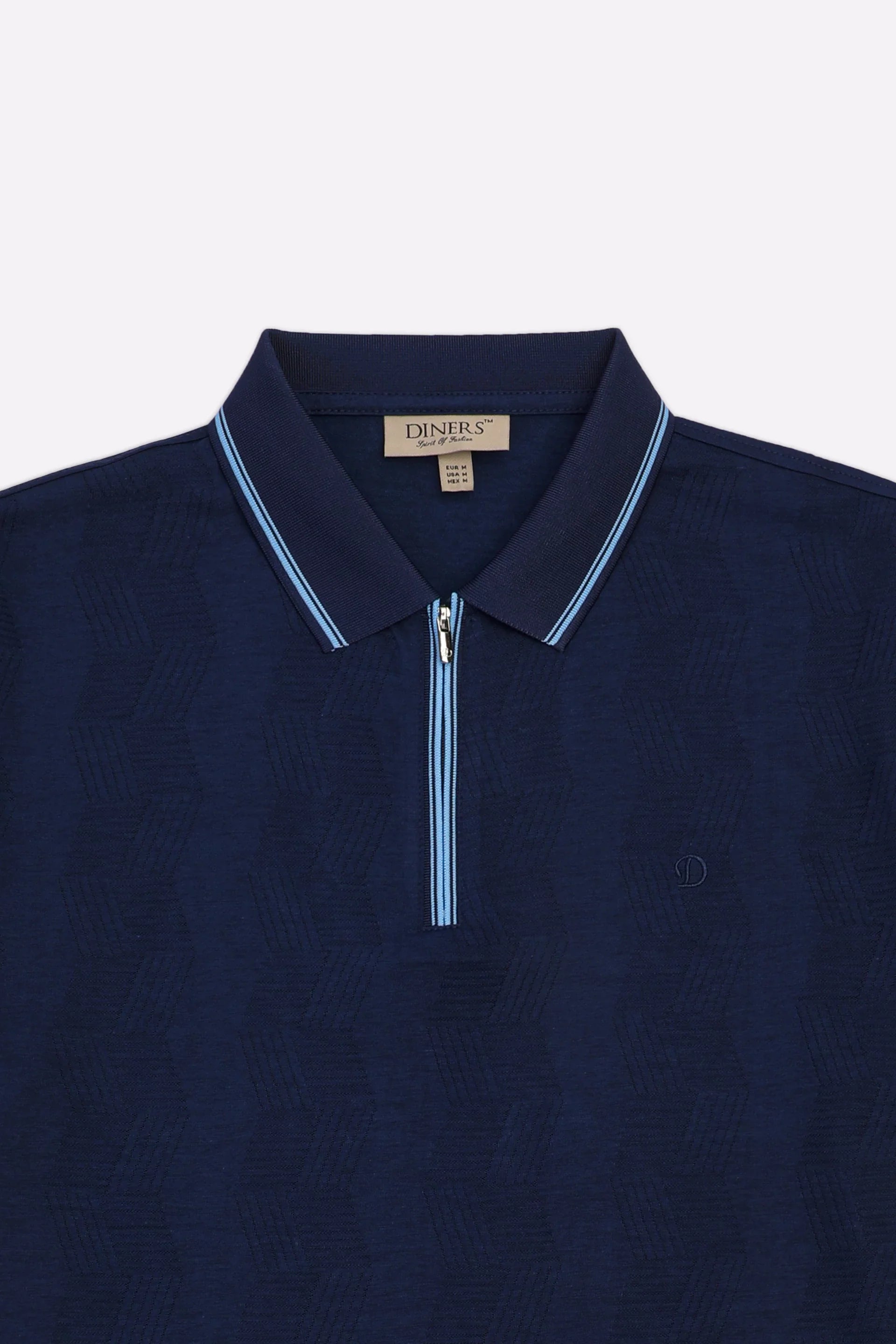 Blue Jacquard Fashion Polo