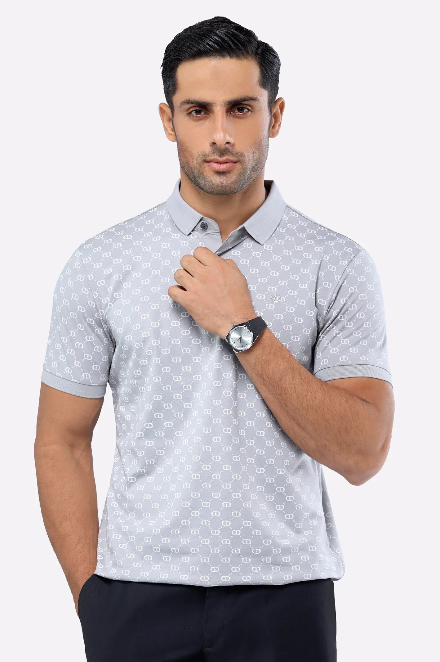 Grey Printed Polo