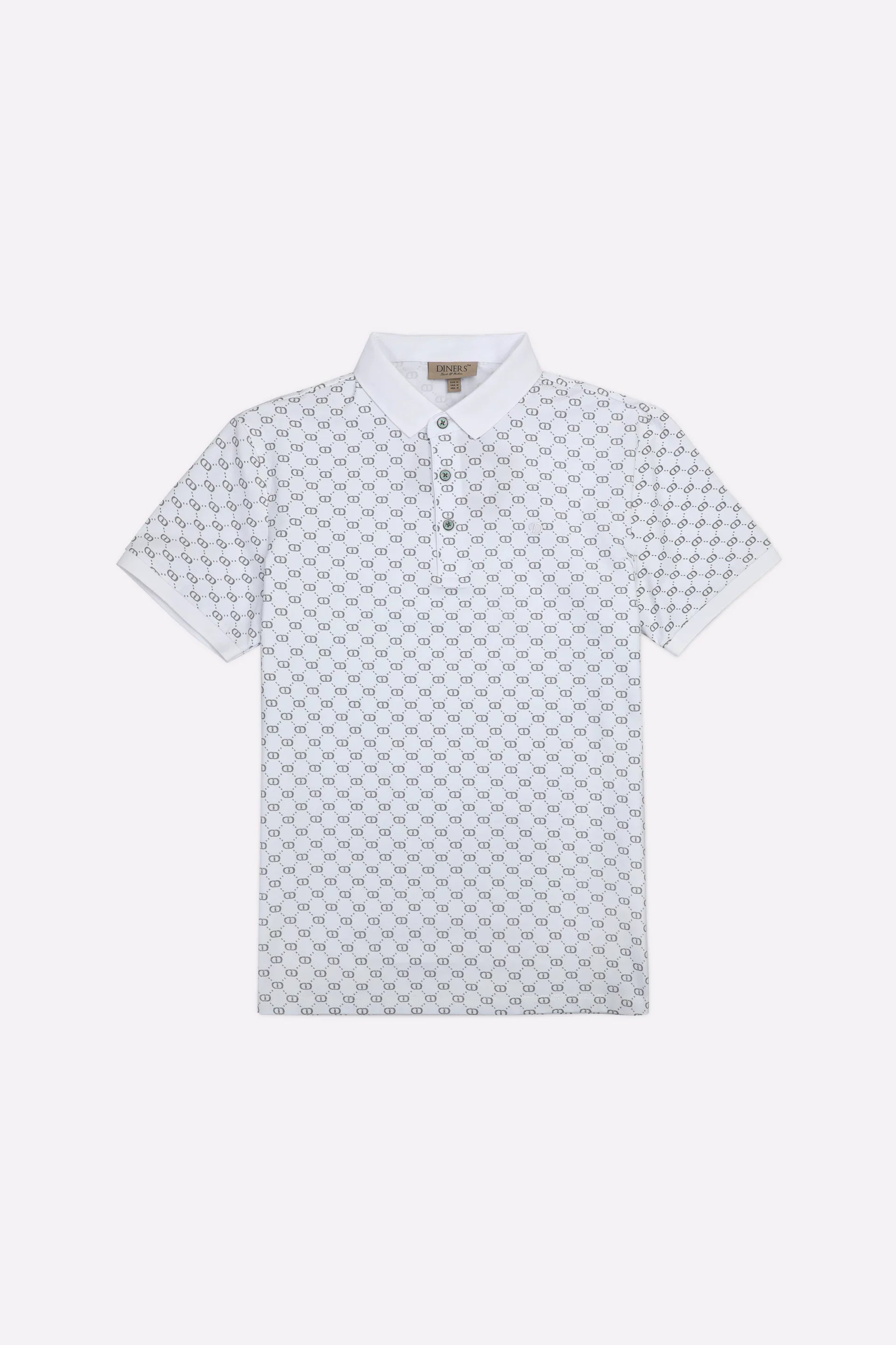 White Printed Polo
