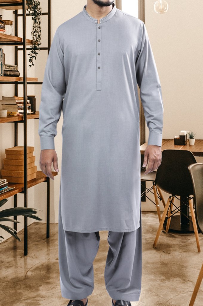Formal Shalwar Suit for Men EG2593-L-Grey - Diners