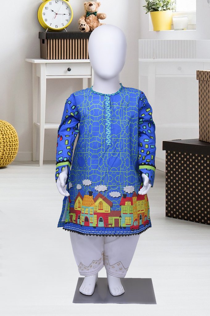 Girls Kurti KGKK-0133-Blue - Diners