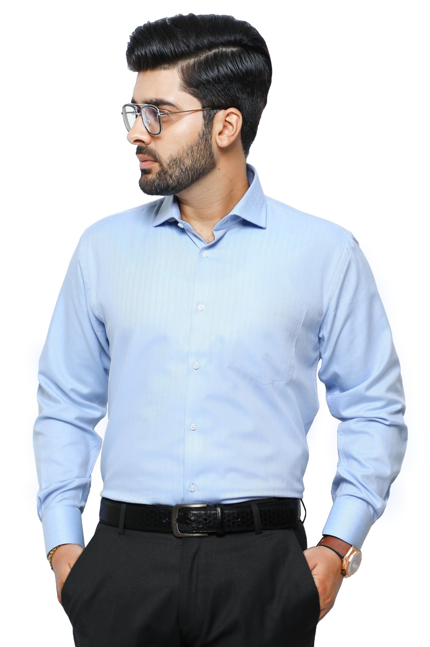 Formal Man Shirt in L-Blue SKU: AB19371-L-BLUE - Diners