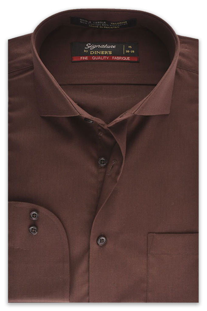 Formal Plain Shirt In Brown SKU: AB203-Brown - Diners