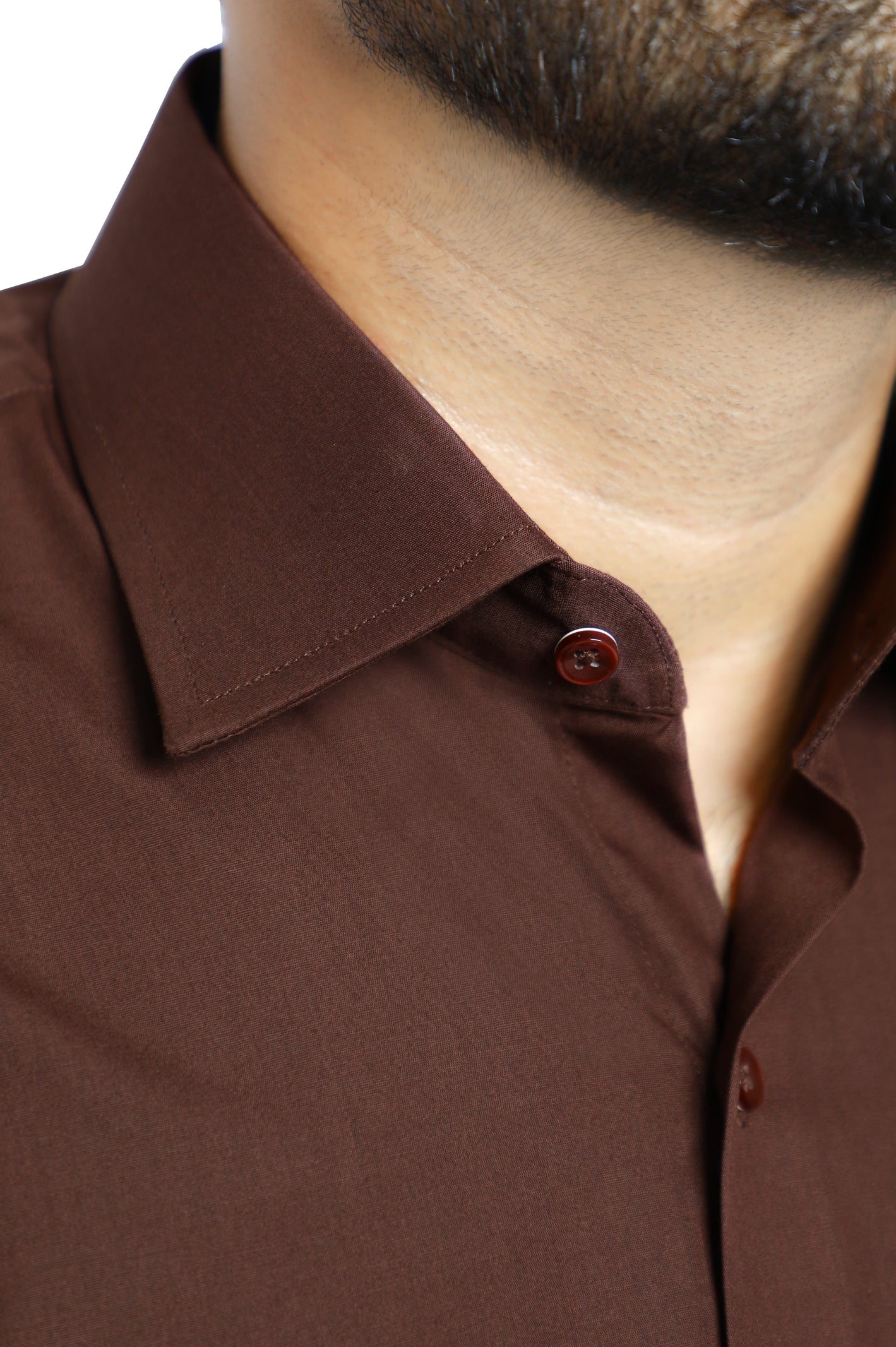 Formal Plain Shirt In Brown SKU: AB203-Brown - Diners