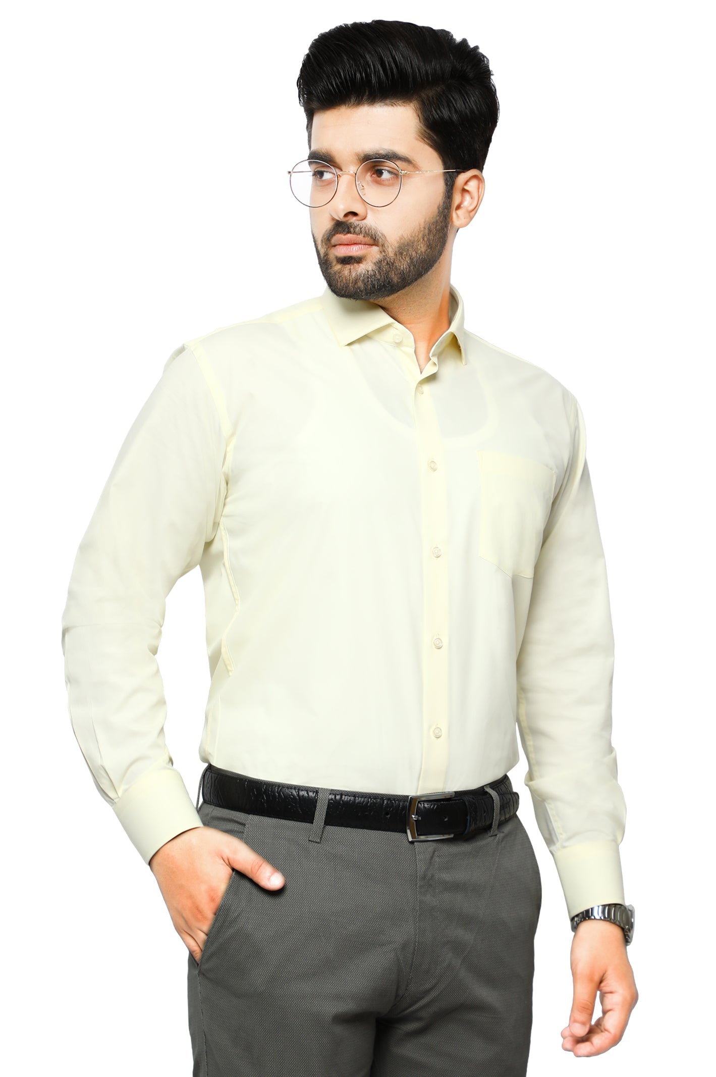 Formal Plain Shirt in CREAM SKU: AB203-CREAM - Diners