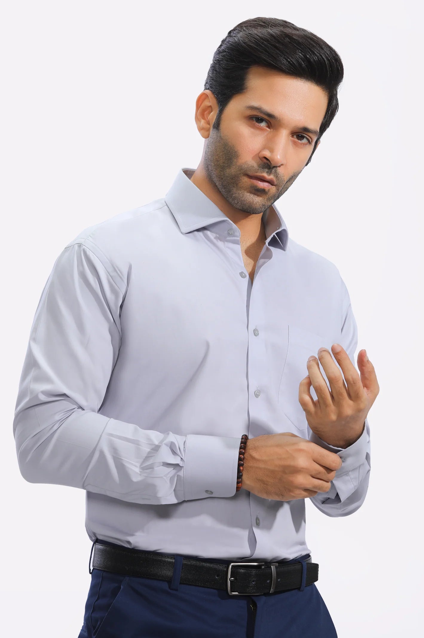 Light Grey Plain Formal Man Shirt