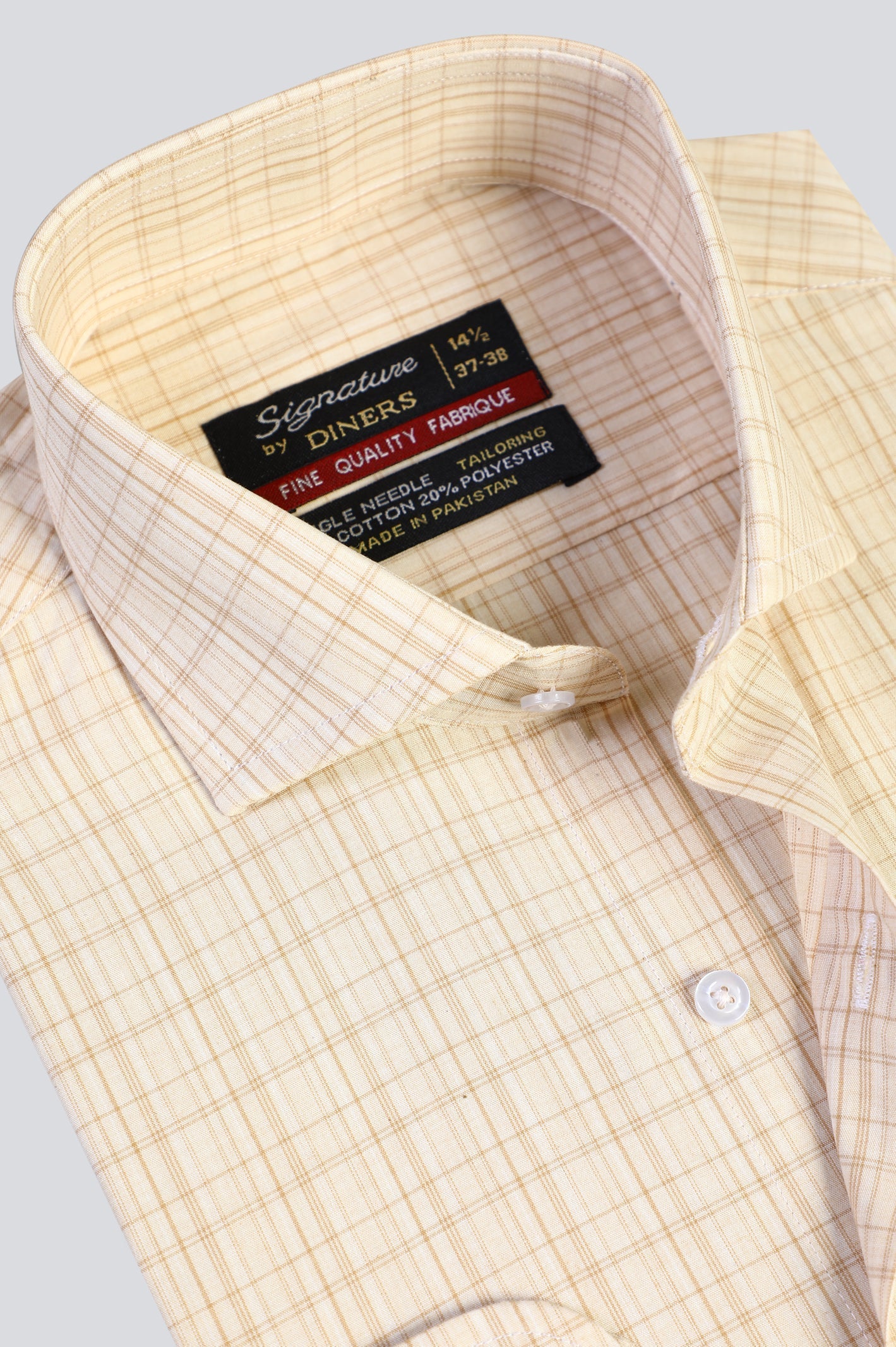 Beige Tattersall Check Formal Shirt - Diners