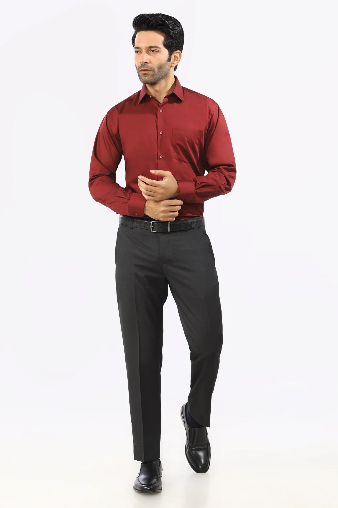 Maroon Plain Formal Shirt From Diners