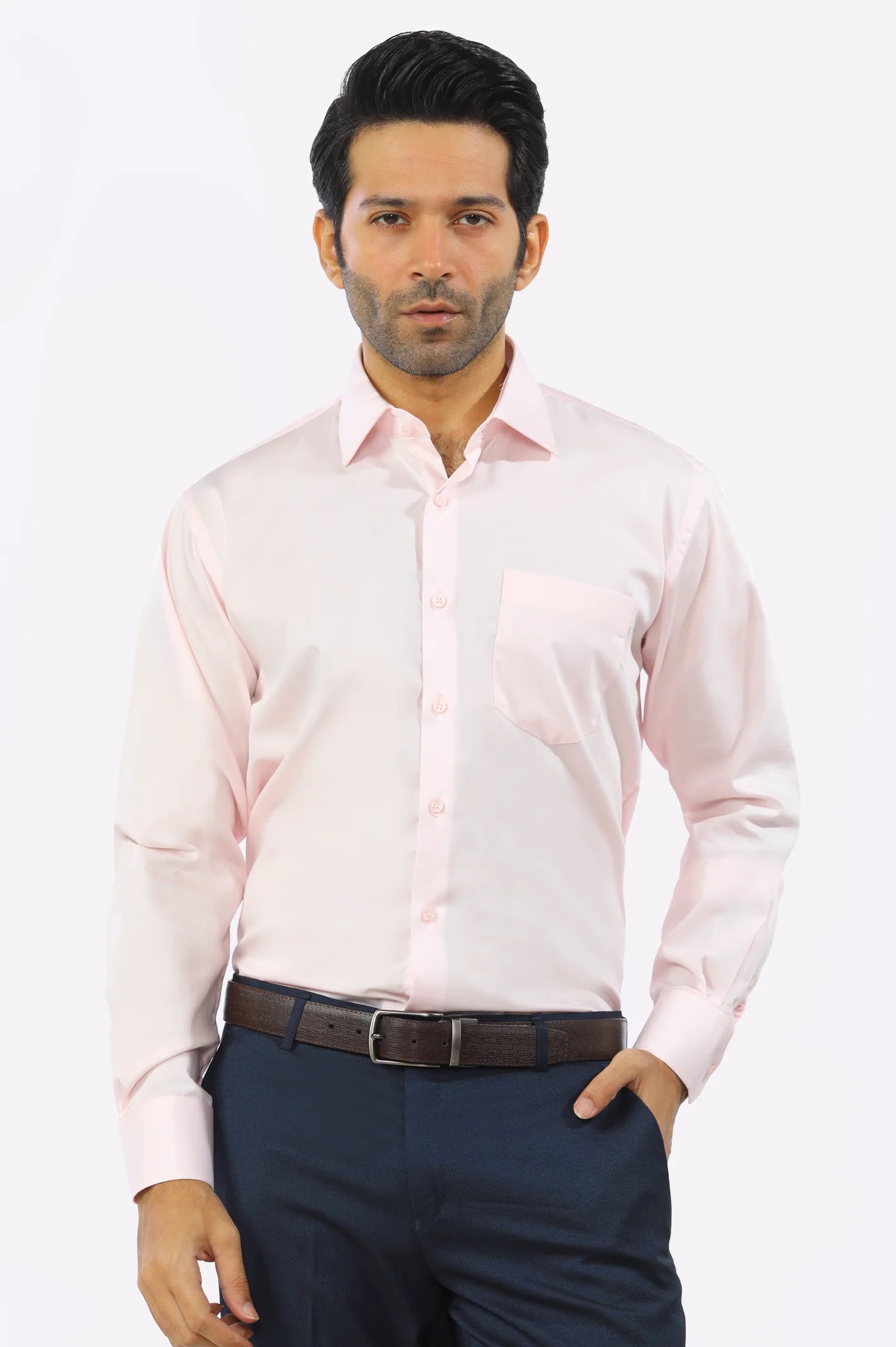 Pink Plain Formal Shirt From Diners