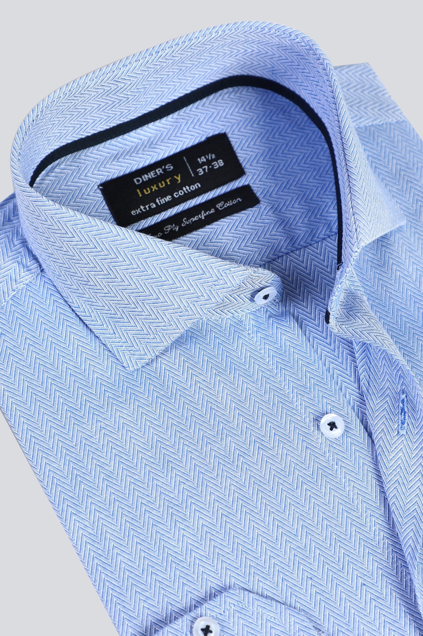 Blue Herringbone Formal Shirt - Diners